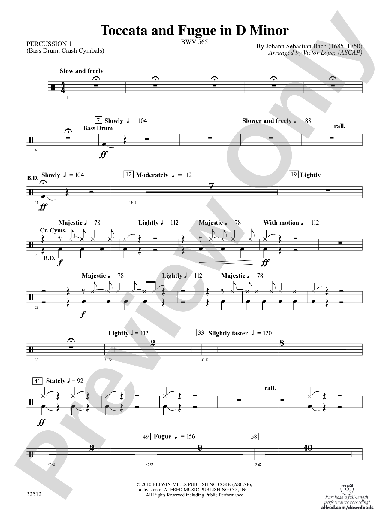 Toccata and Fugue in D Minor: 1st Percussion