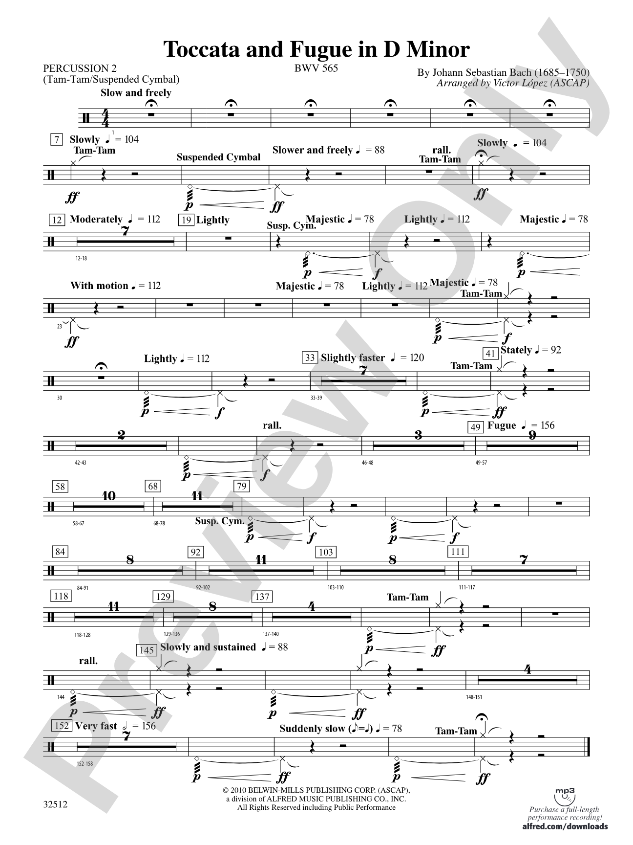Toccata and Fugue in D Minor: 2nd Percussion
