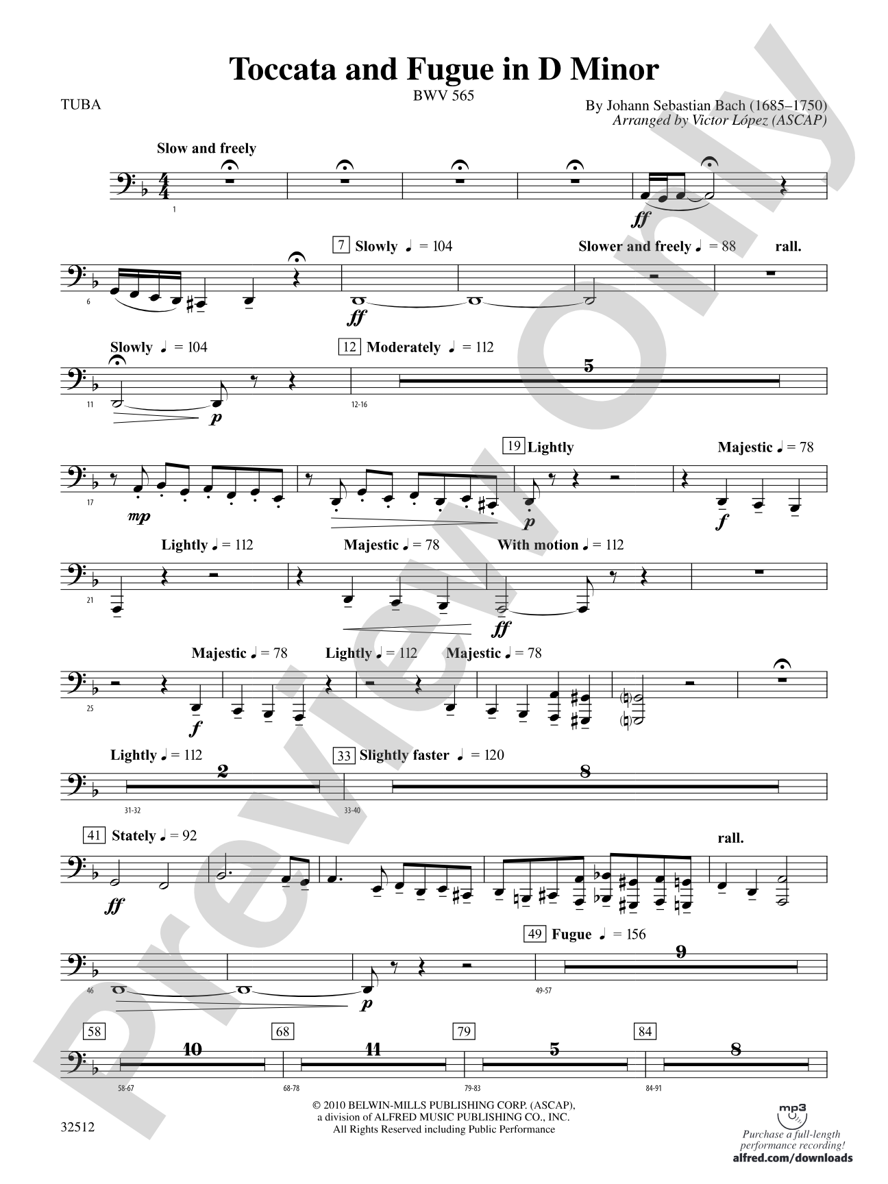 Toccata and Fugue in D Minor: Tuba