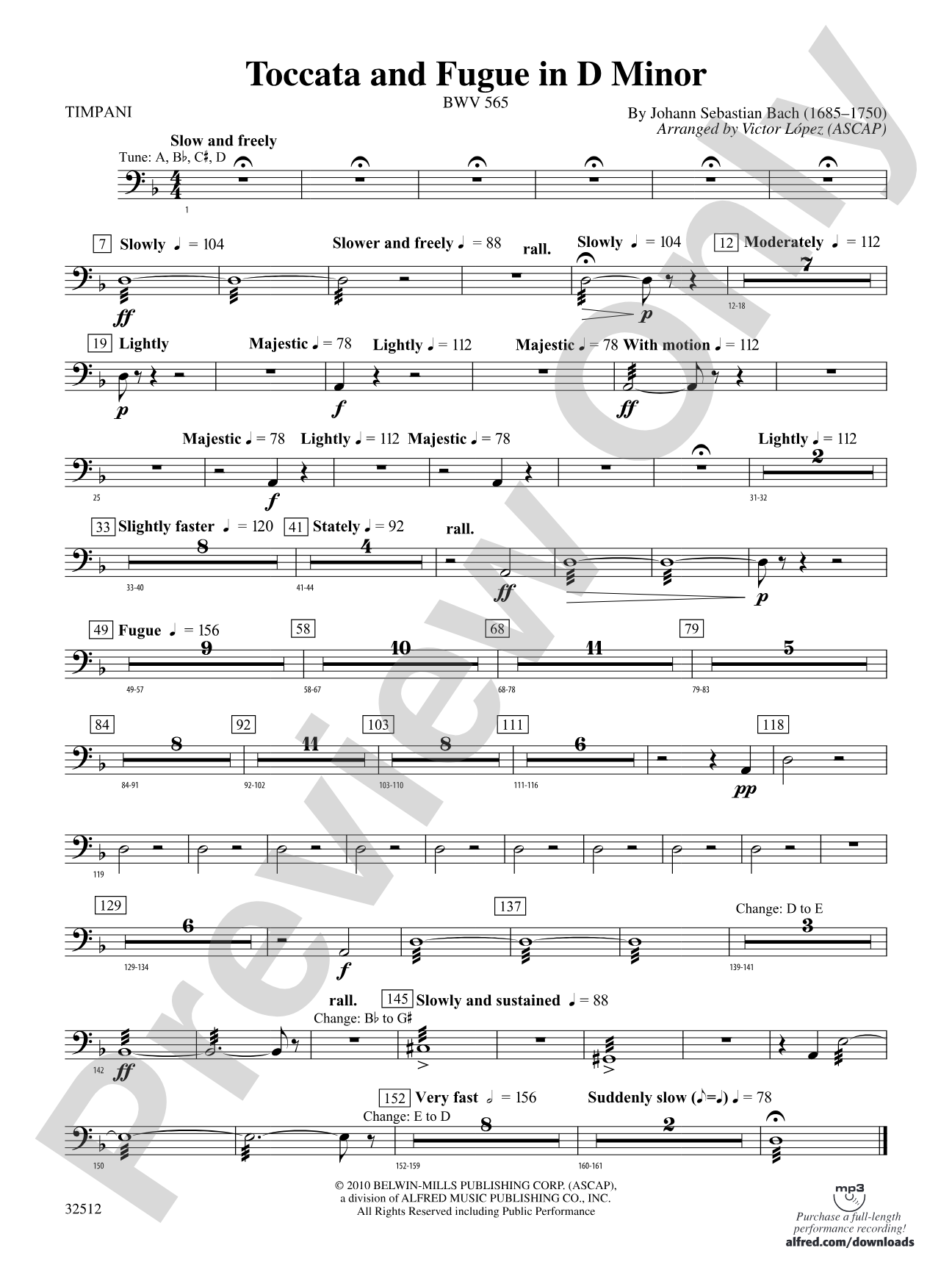 Toccata and Fugue in D Minor: Timpani