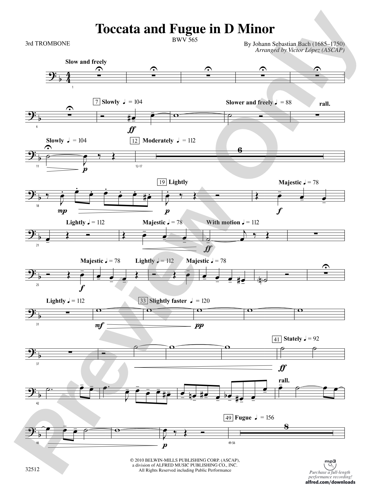 Toccata and Fugue in D Minor: 3rd Trombone