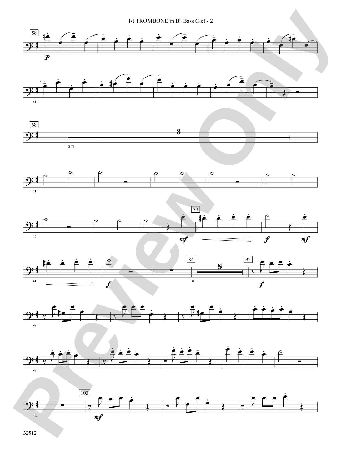 Toccata and Fugue in D Minor: (wp) 1st B-flat Trombone B.C.