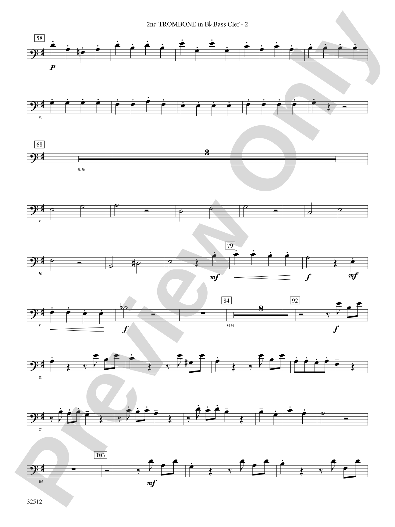 Toccata and Fugue in D Minor: (wp) 2nd B-flat Trombone B.C.