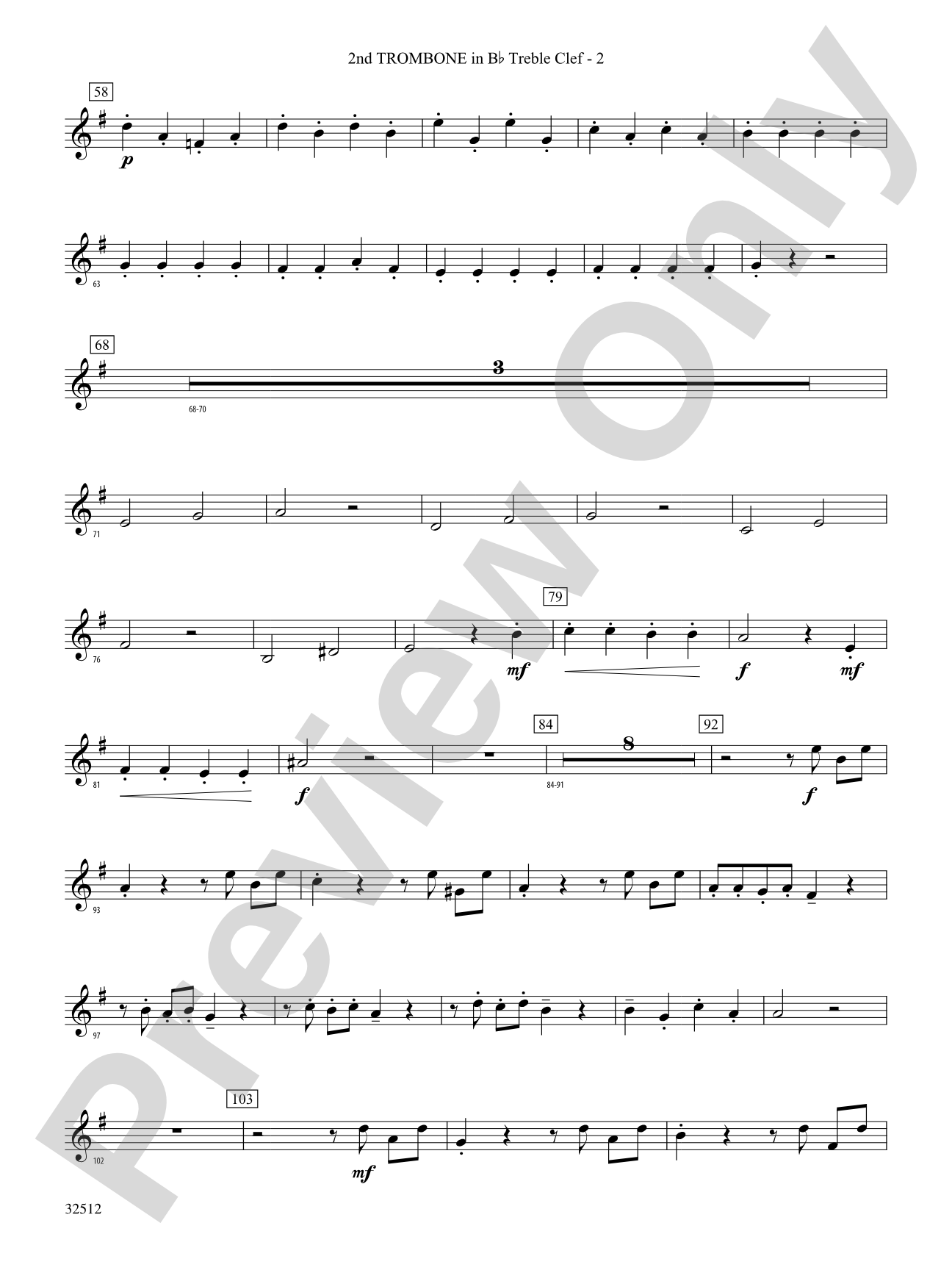 Toccata and Fugue in D Minor: (wp) 2nd B-flat Trombone T.C.