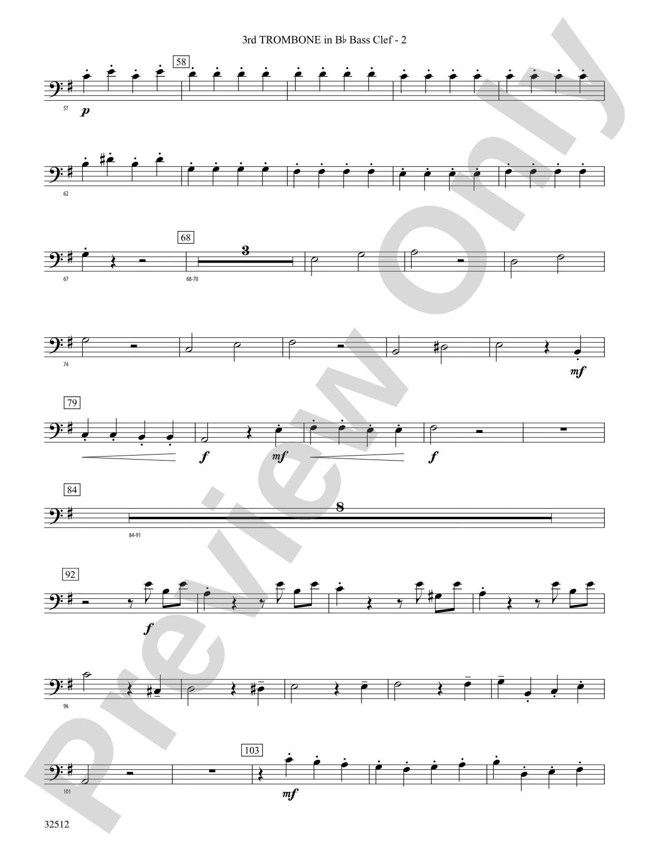 Toccata and Fugue in D Minor: (wp) 3rd B-flat Trombone B.C.