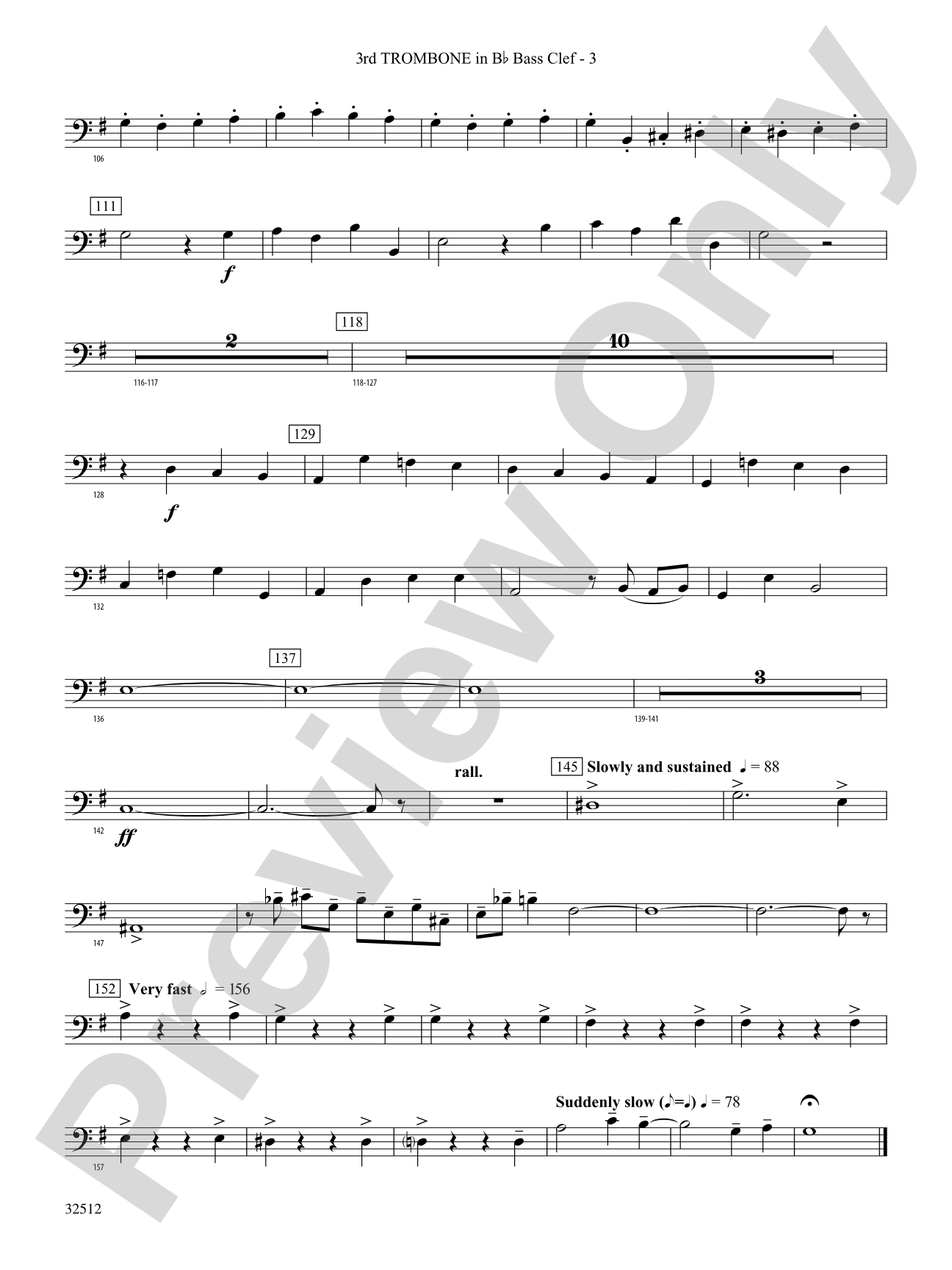 Toccata and Fugue in D Minor: (wp) 3rd B-flat Trombone B.C.