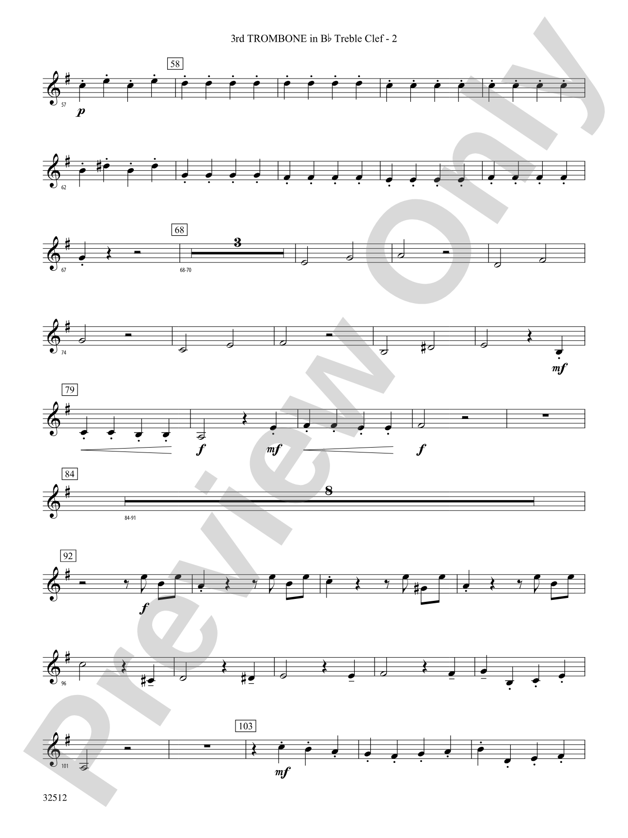 Toccata and Fugue in D Minor: (wp) 3rd B-flat Trombone T.C.