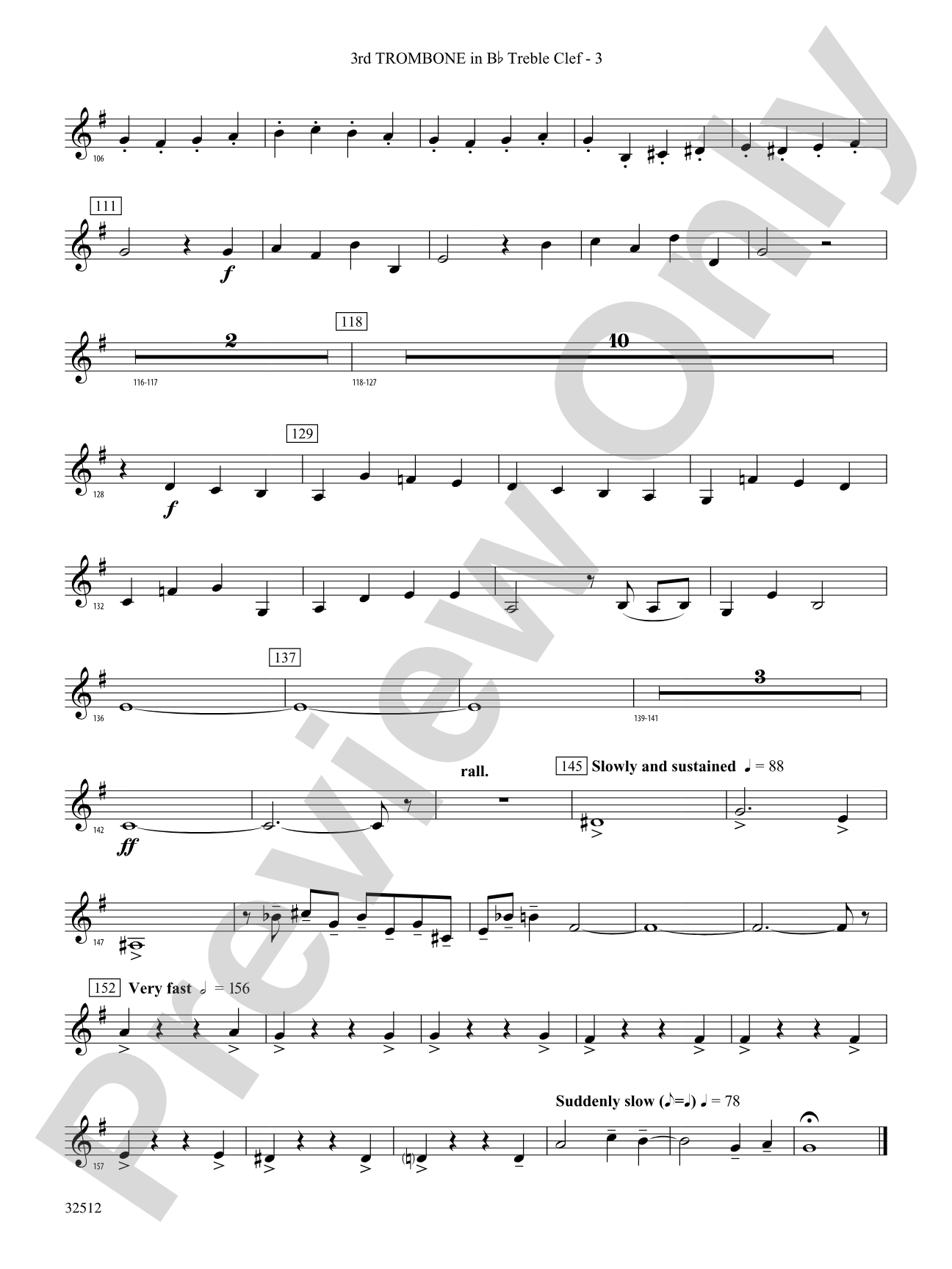 Toccata and Fugue in D Minor: (wp) 3rd B-flat Trombone T.C.