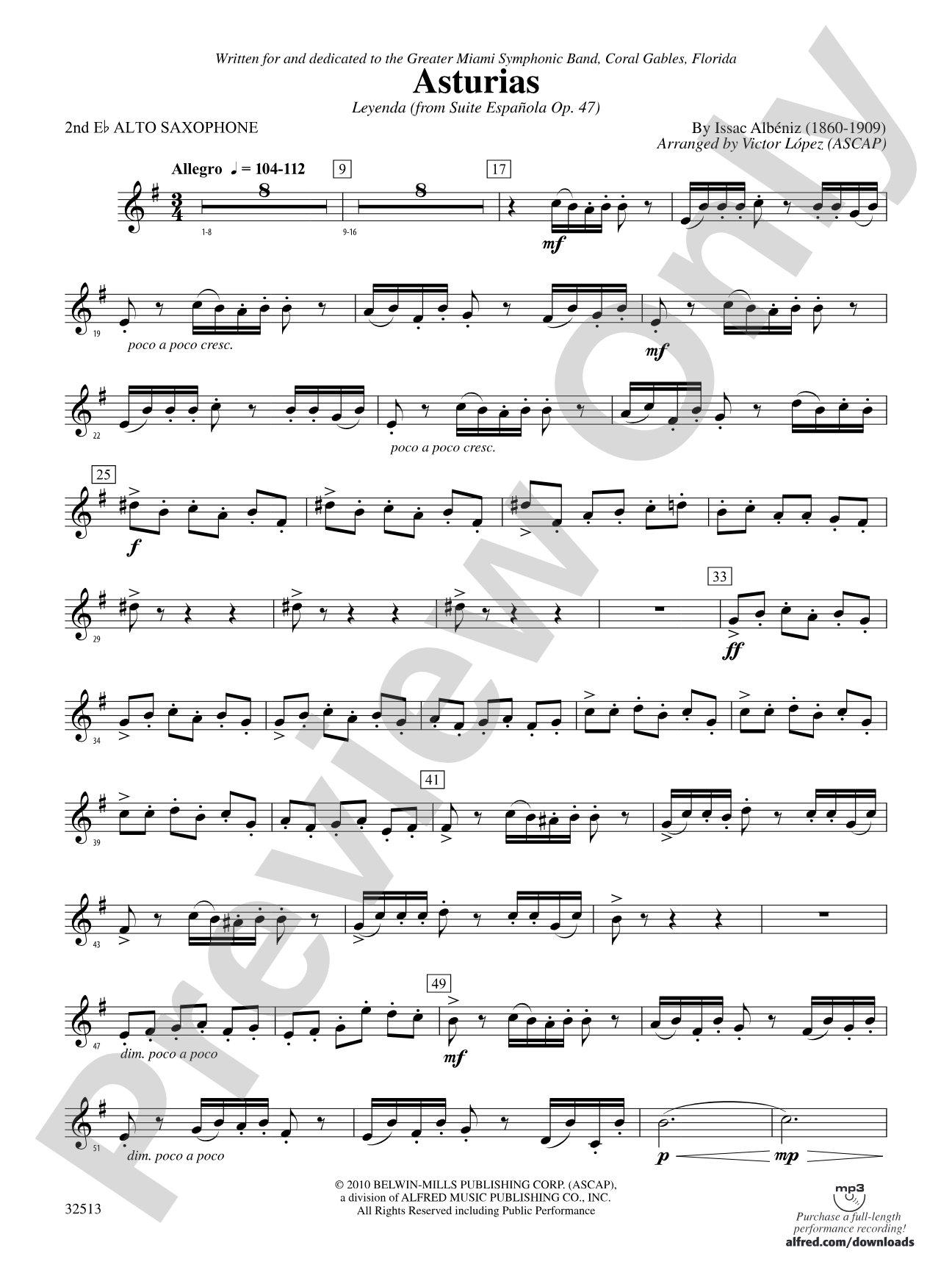 Asturias: 2nd E-flat Alto Saxophone