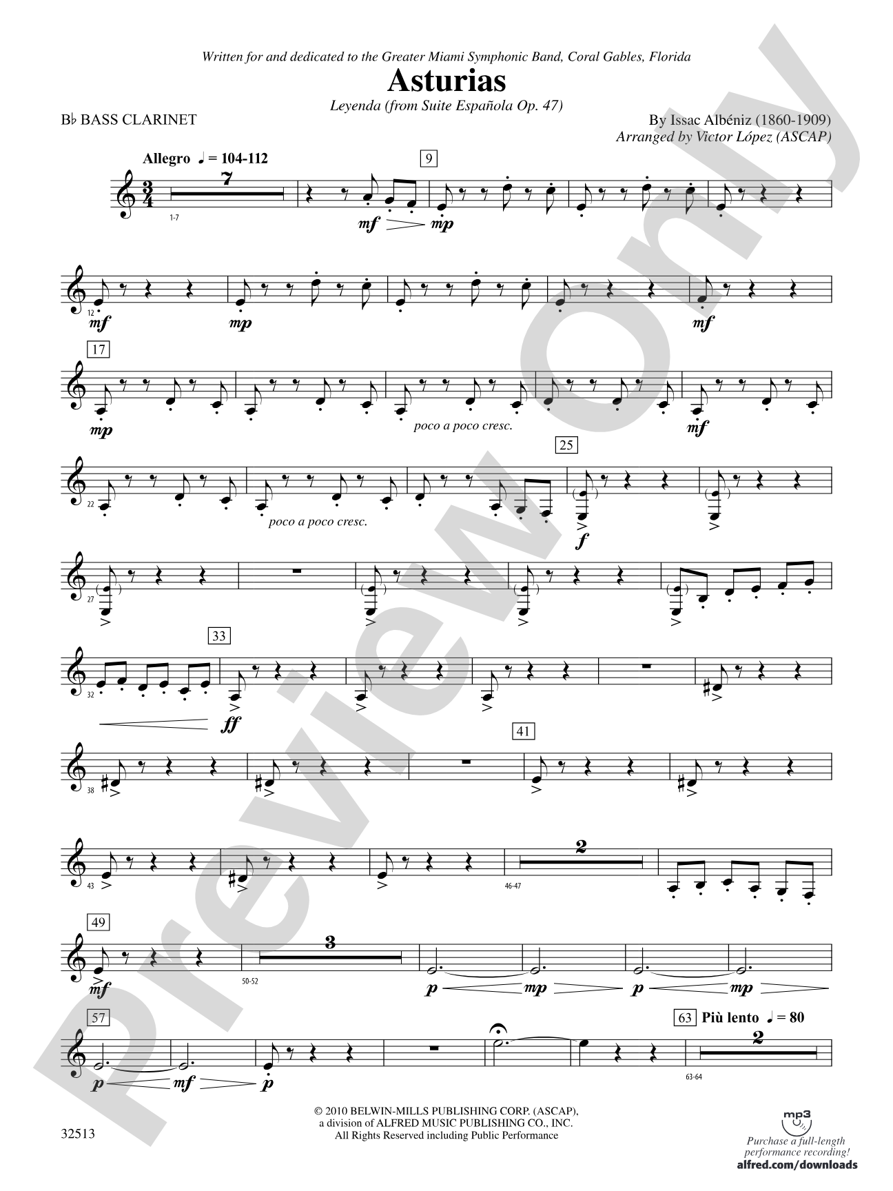 Asturias: B-flat Bass Clarinet
