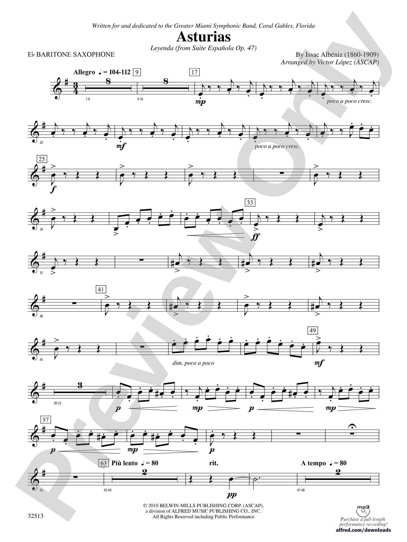 Asturias: E-flat Baritone Saxophone