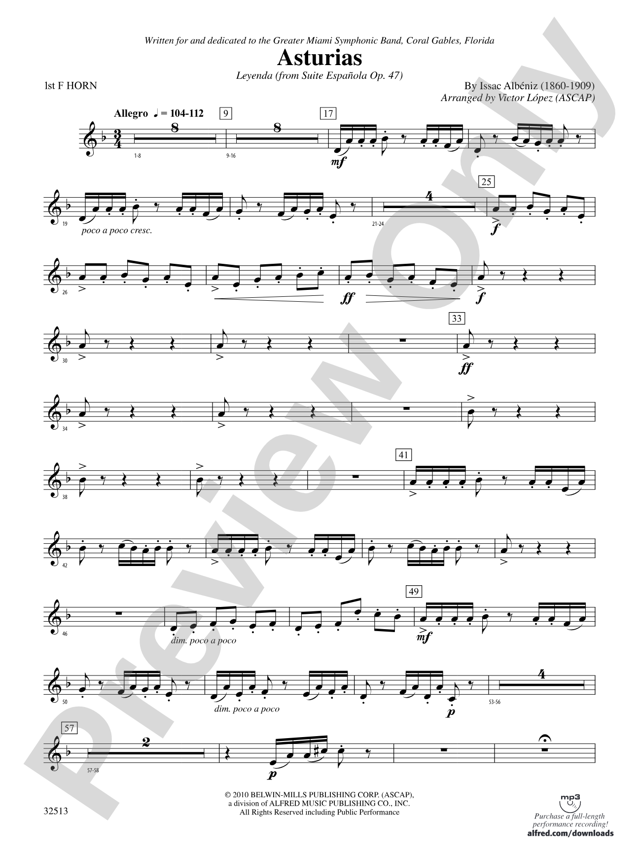 Asturias: 1st F Horn