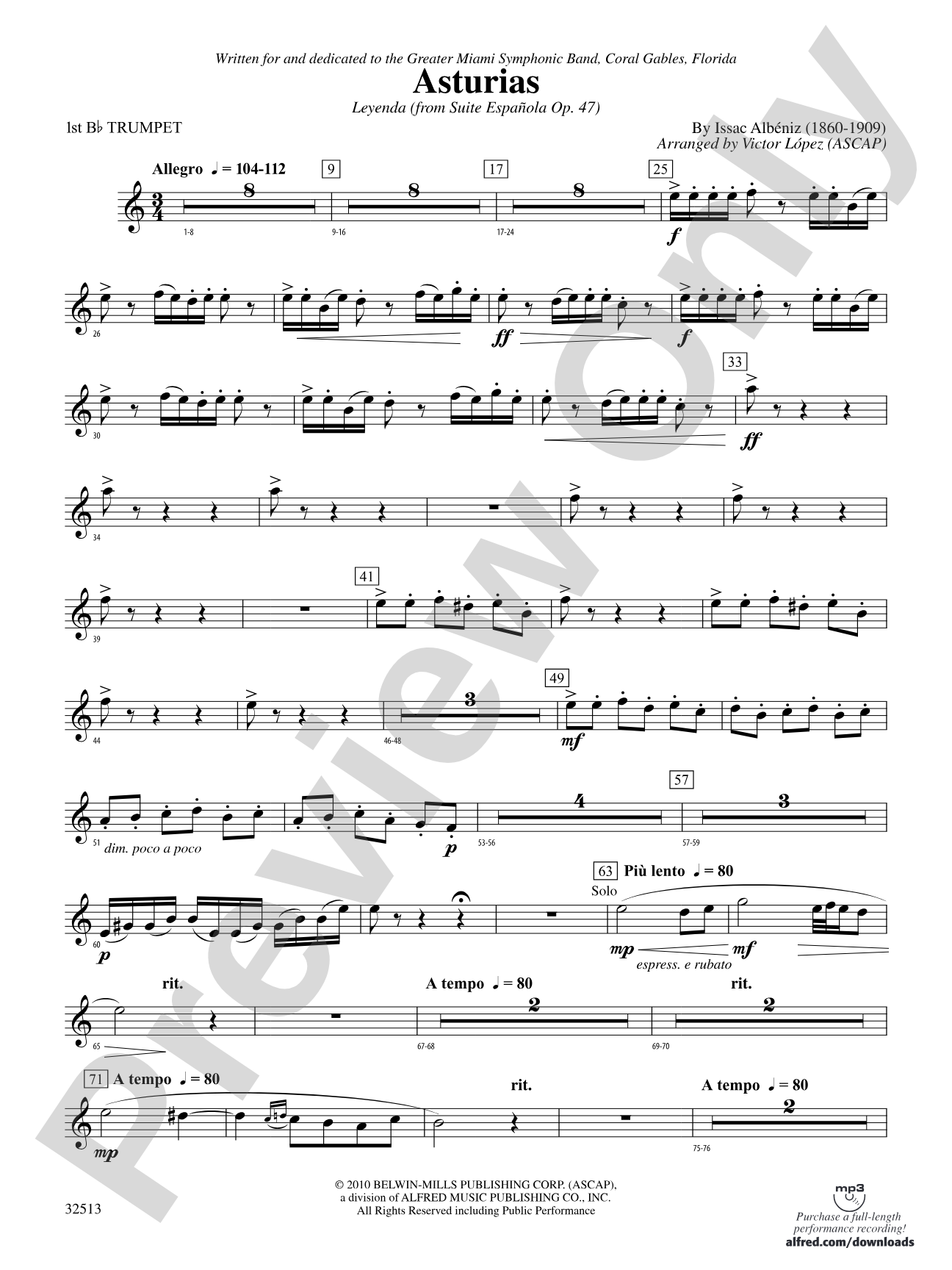 Asturias: 1st B-flat Trumpet