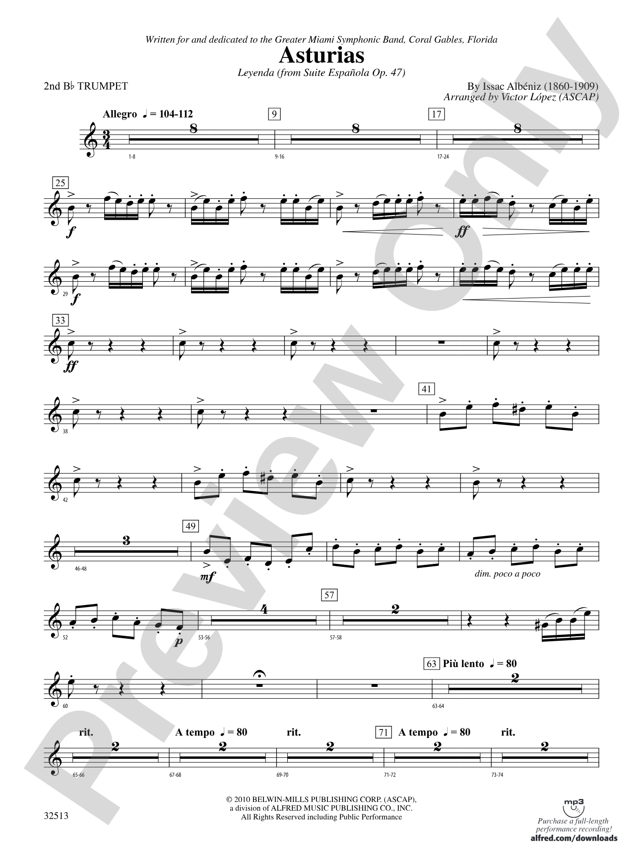 Asturias: 2nd B-flat Trumpet