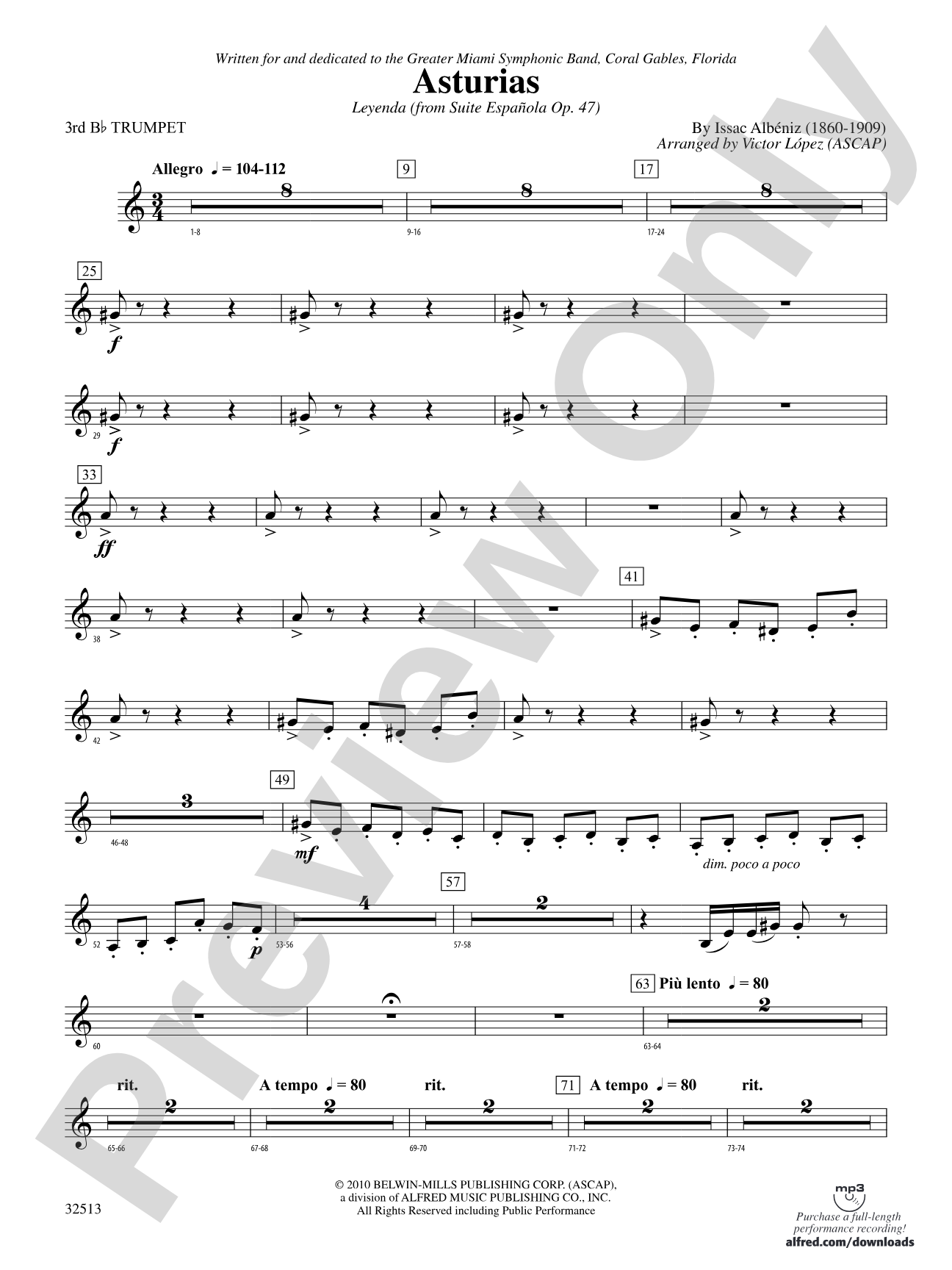 Asturias: 3rd B-flat Trumpet