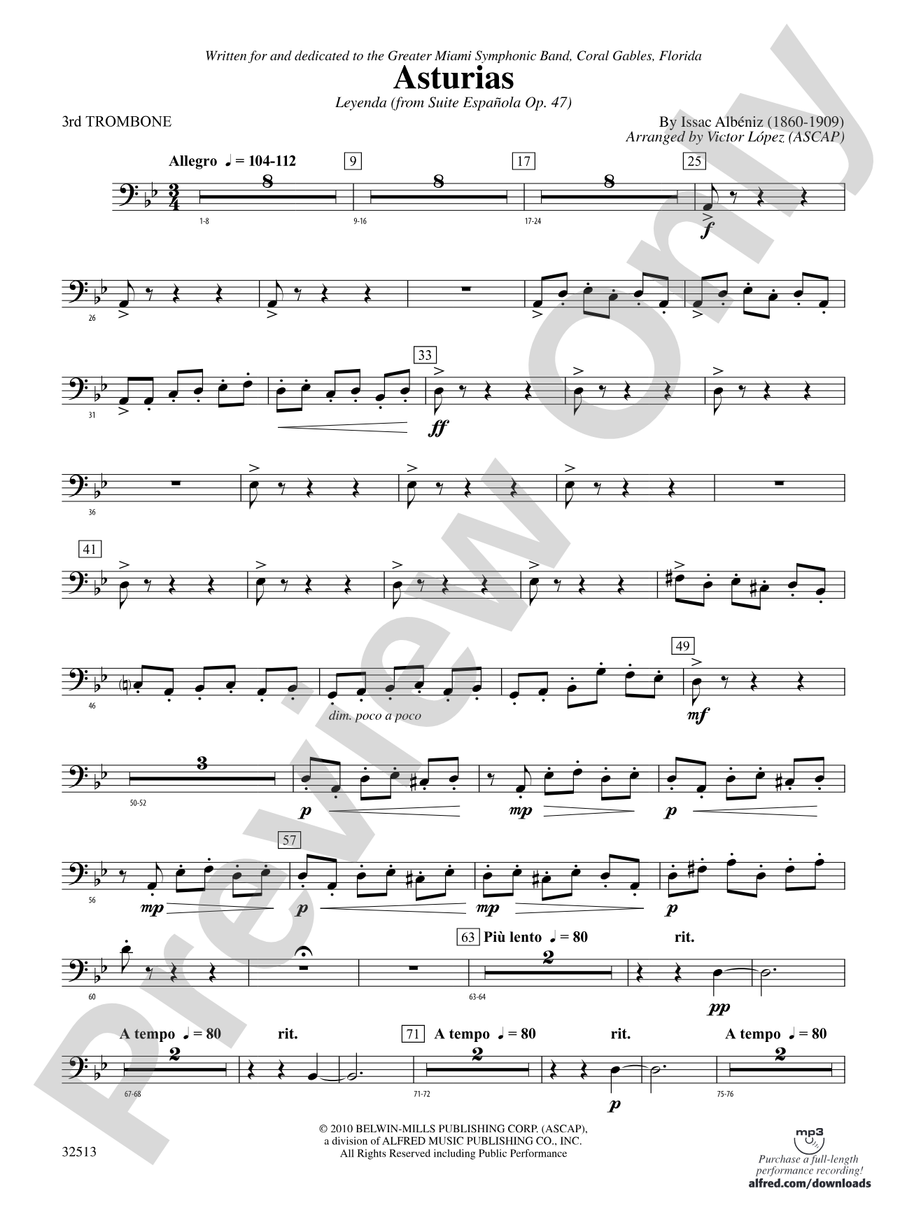 Asturias: 3rd Trombone