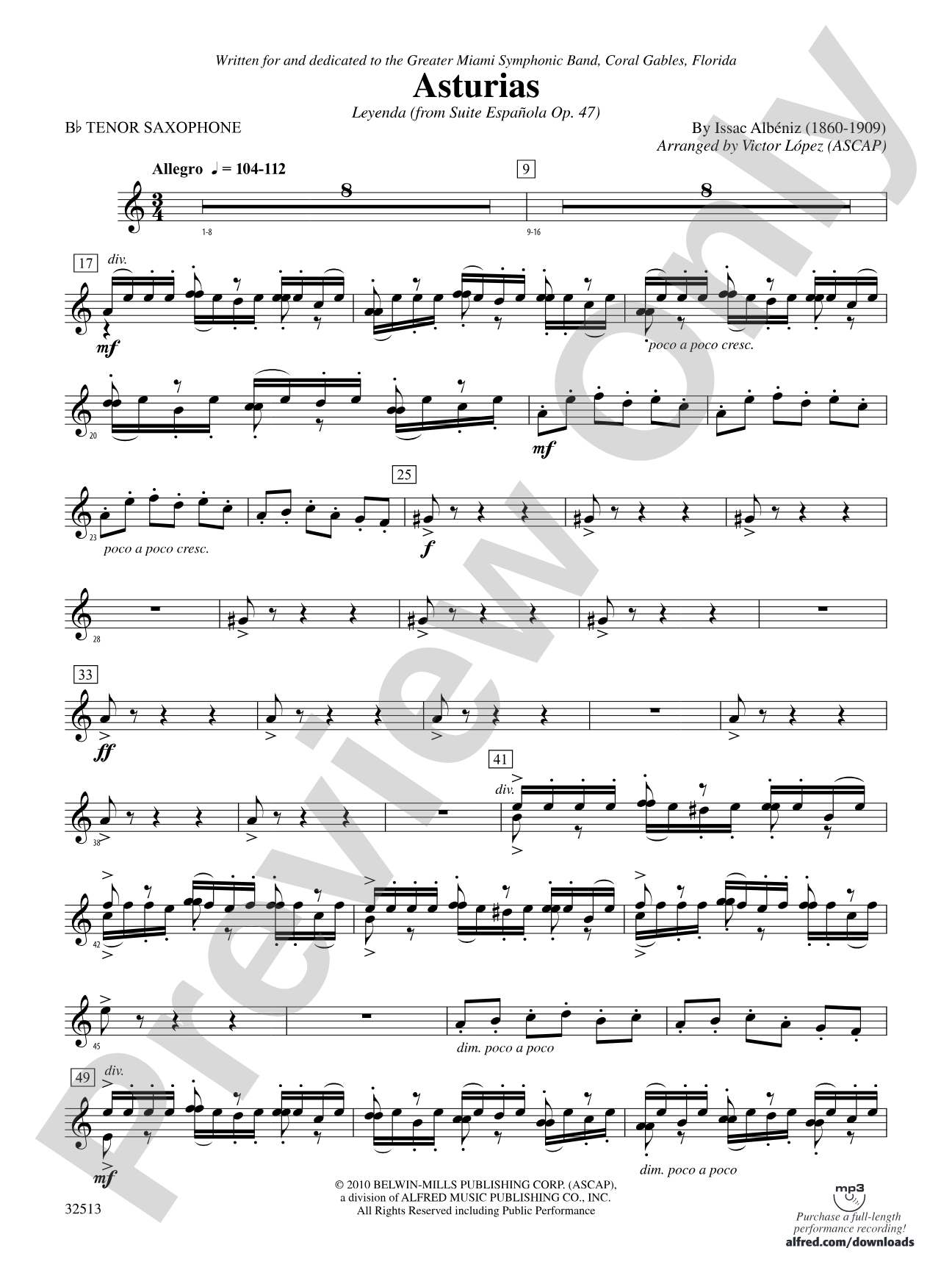 Asturias: B-flat Tenor Saxophone