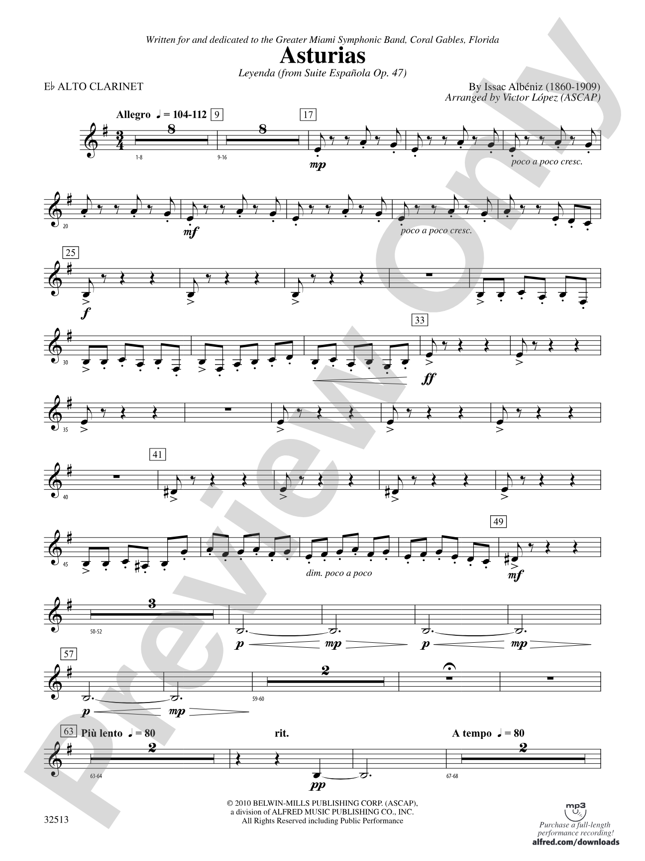 Asturias: (wp) E-flat Alto Clarinet