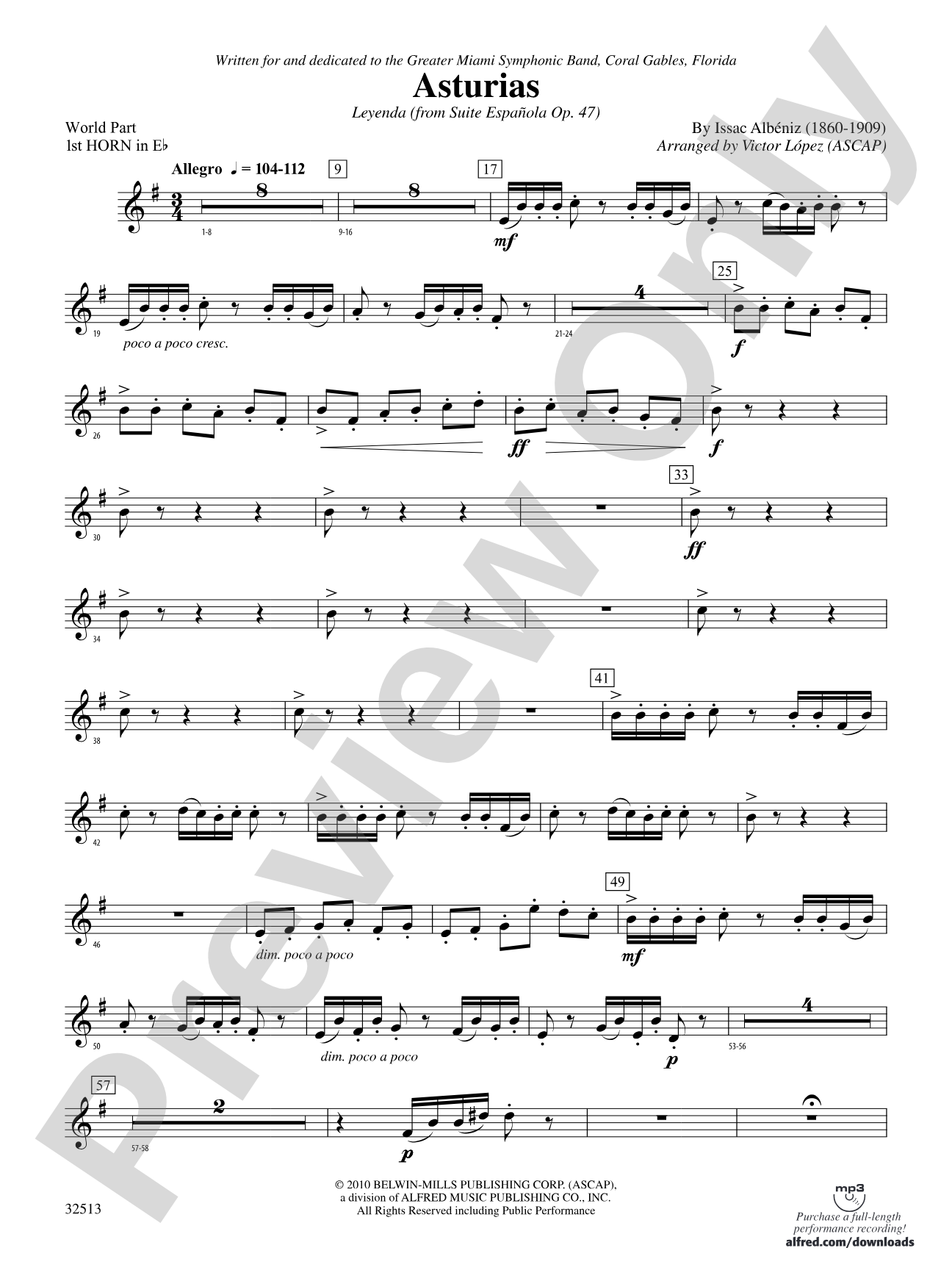 Asturias: (wp) 1st Horn in E-flat