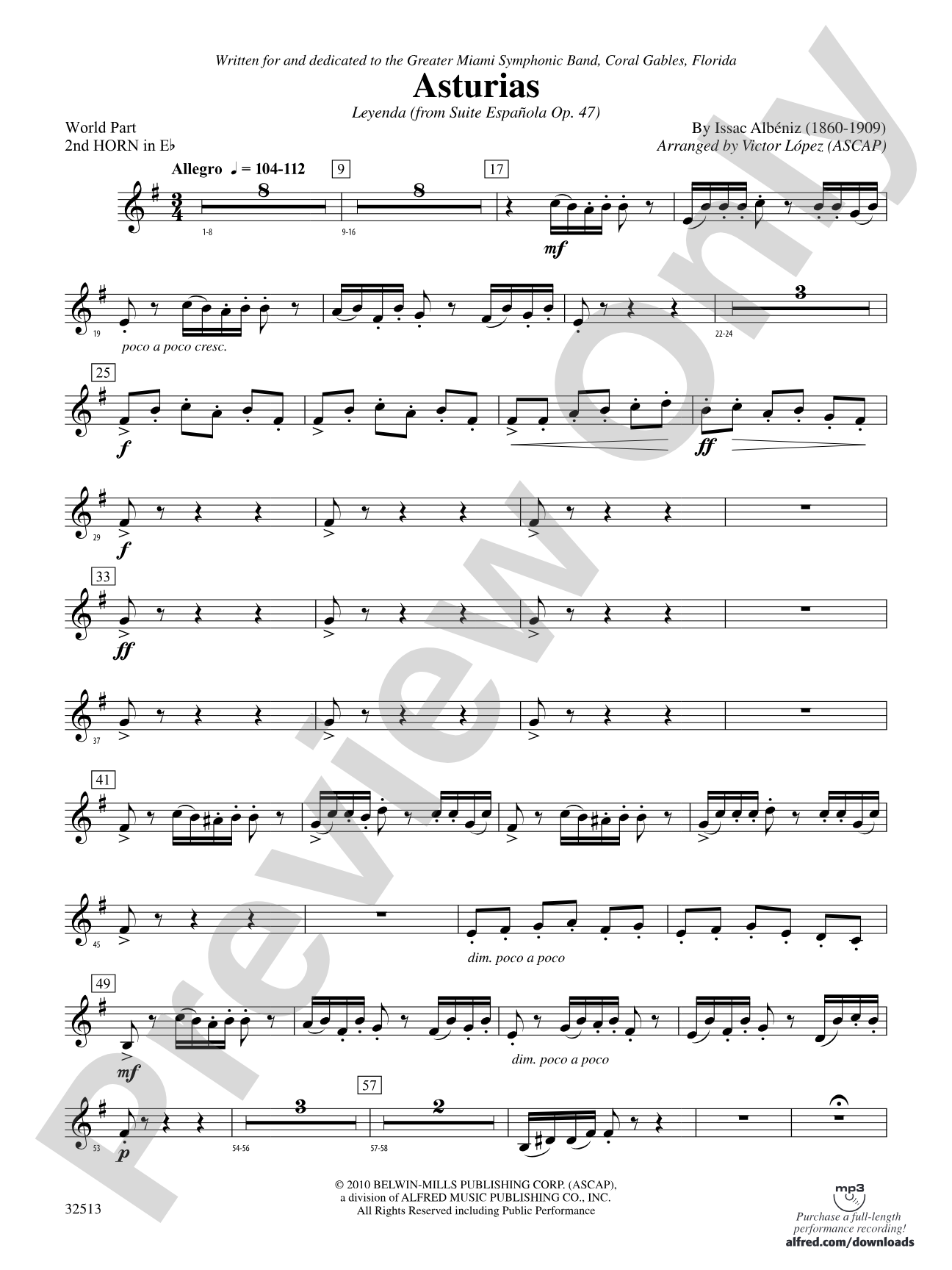 Asturias: (wp) 2nd Horn in E-flat