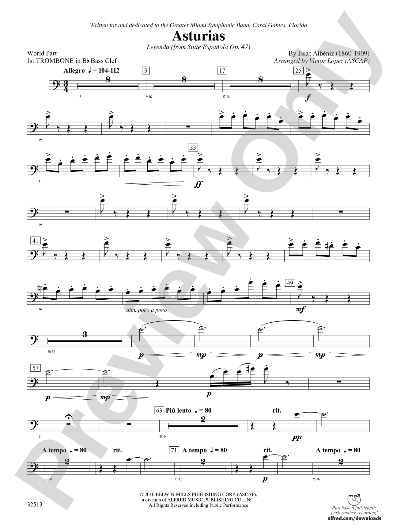 Asturias: (wp) 1st B-flat Trombone B.C.