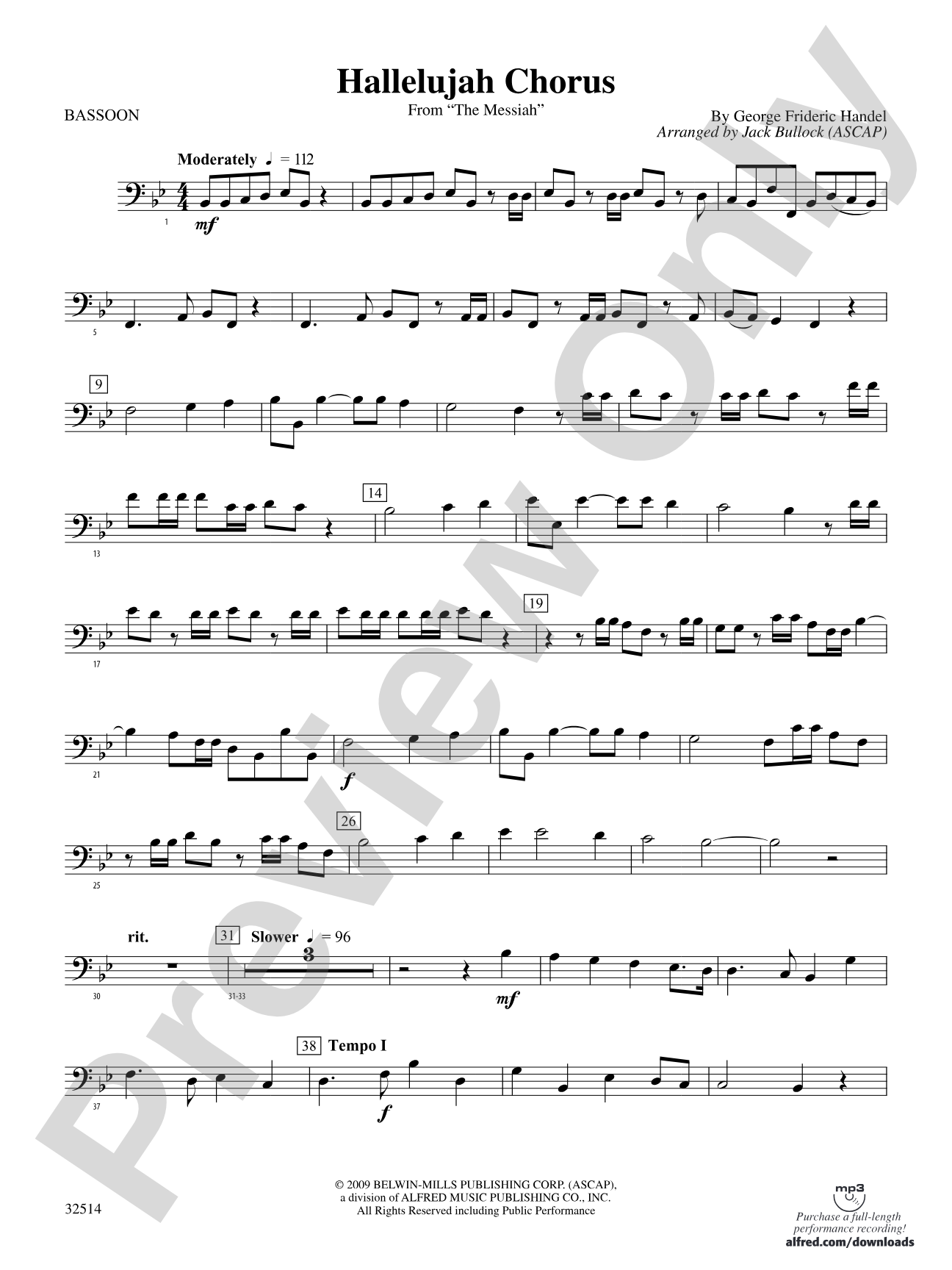 Hallelujah Chorus (From The Messiah): Bassoon