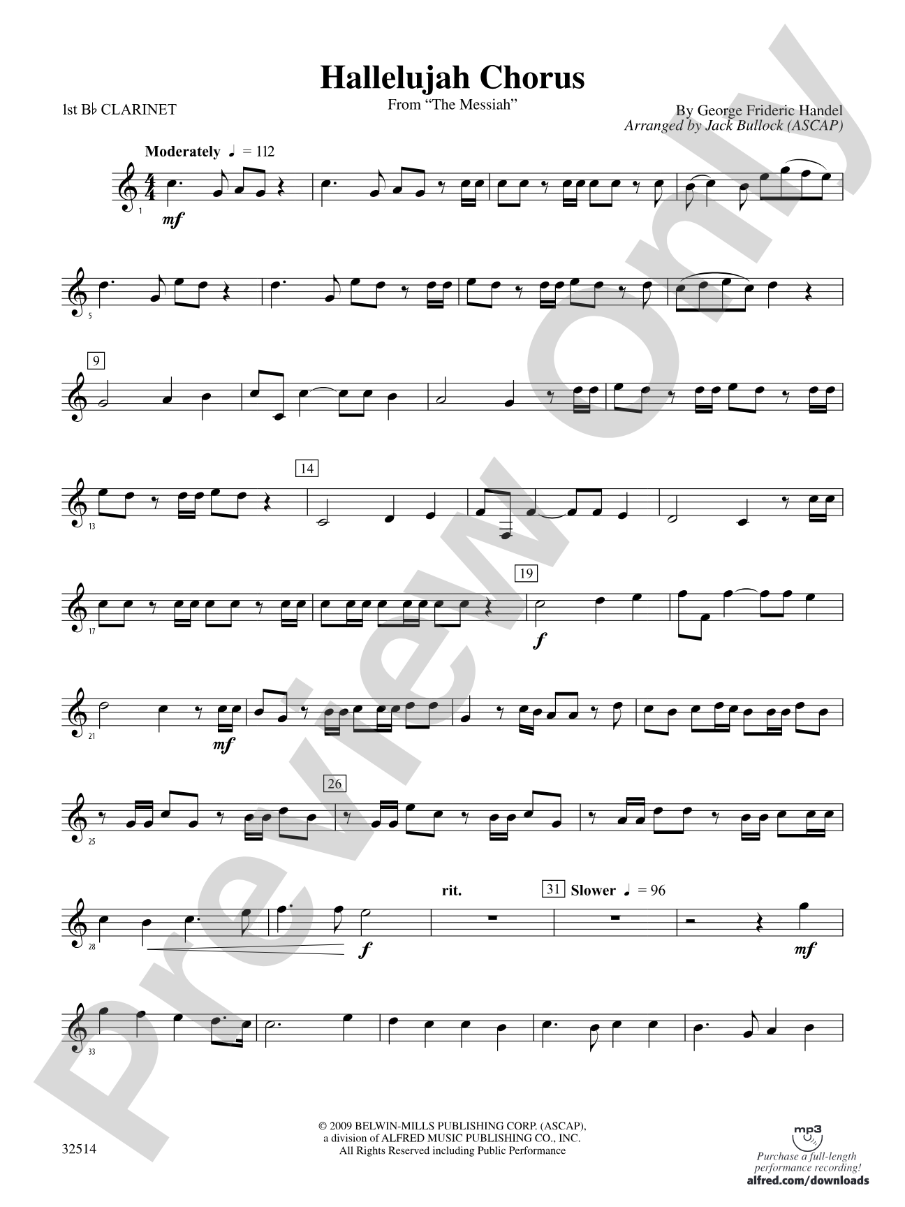 Hallelujah Chorus (From The Messiah): 1st B-flat Clarinet