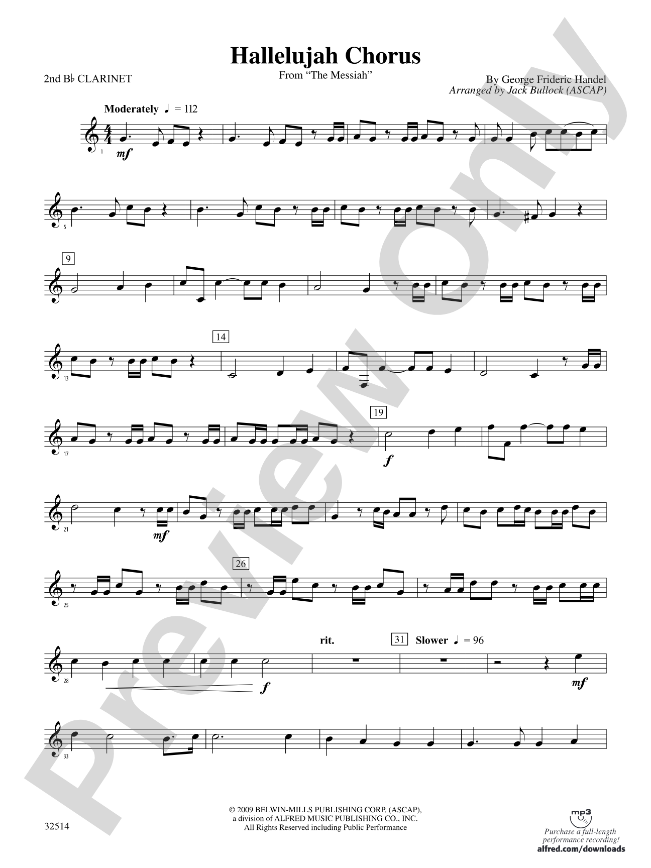 Hallelujah Chorus (From The Messiah): 2nd B-flat Clarinet