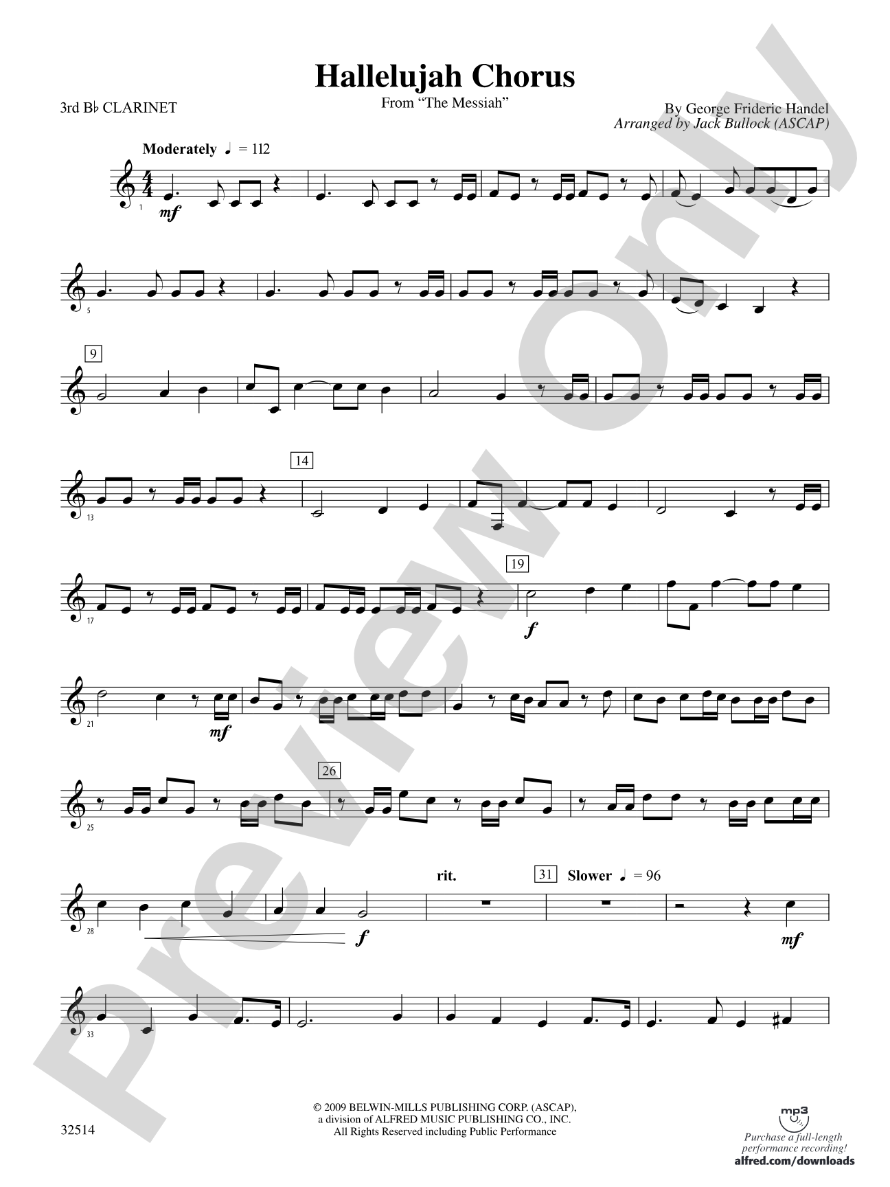 Hallelujah Chorus (From The Messiah): 3rd B-flat Clarinet