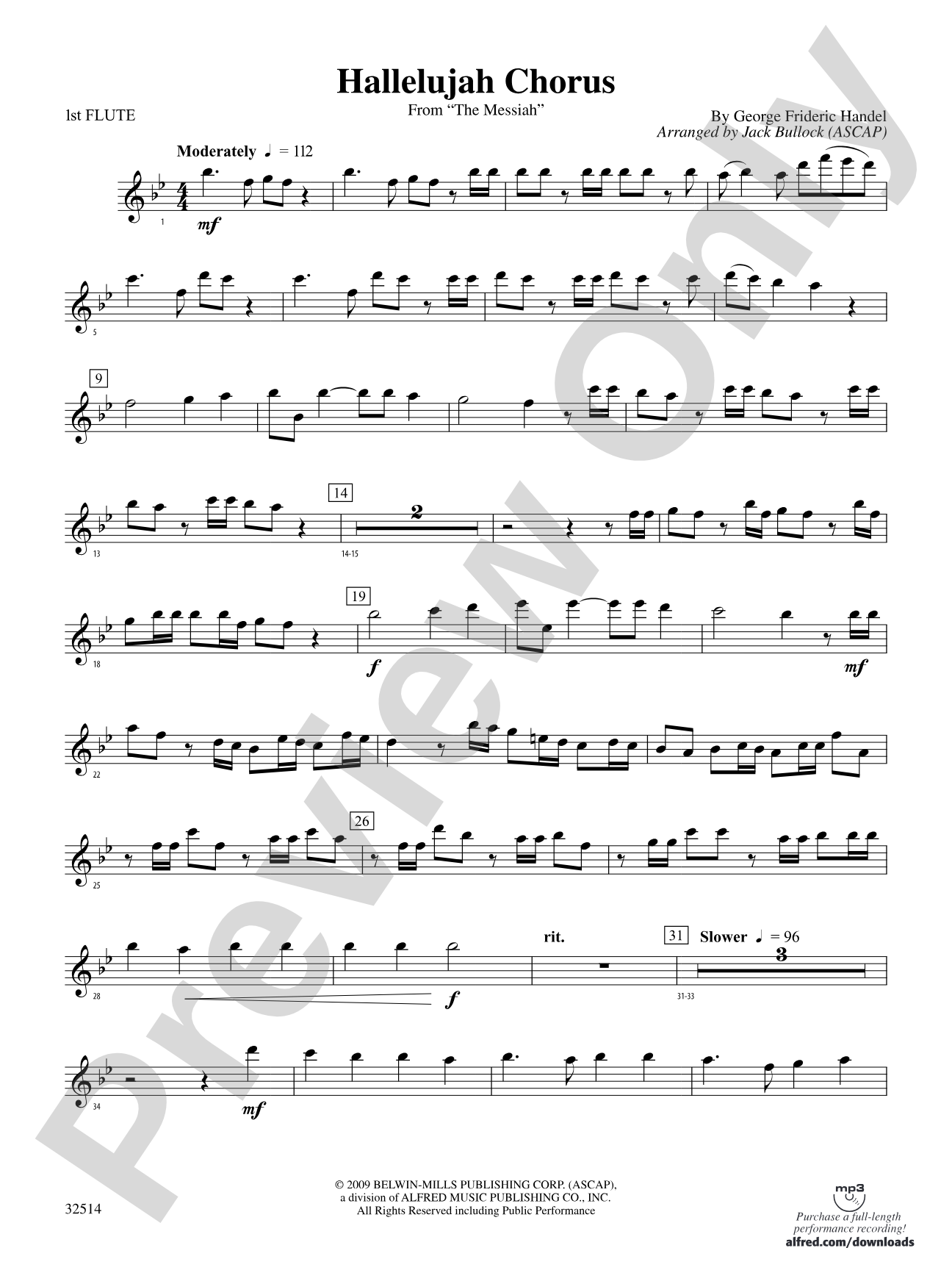 Hallelujah Chorus (From The Messiah): Flute