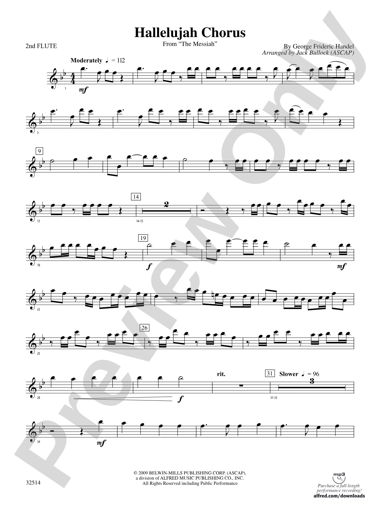 Hallelujah Chorus (From The Messiah): 2nd Flute