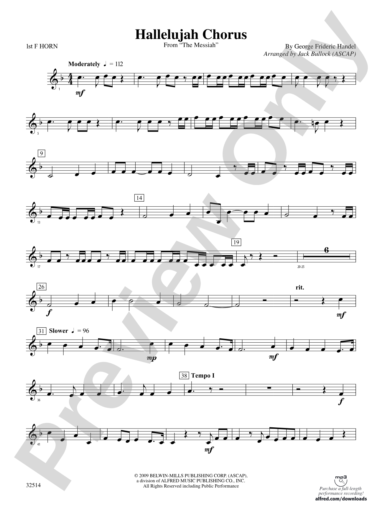 Hallelujah Chorus (From The Messiah): 1st F Horn