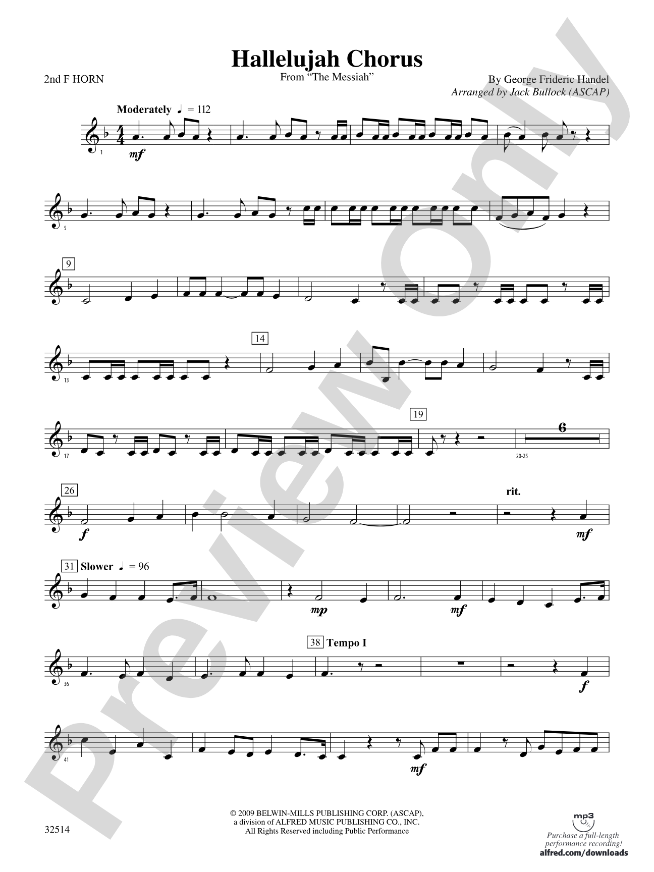 Hallelujah Chorus (From The Messiah): 2nd F Horn