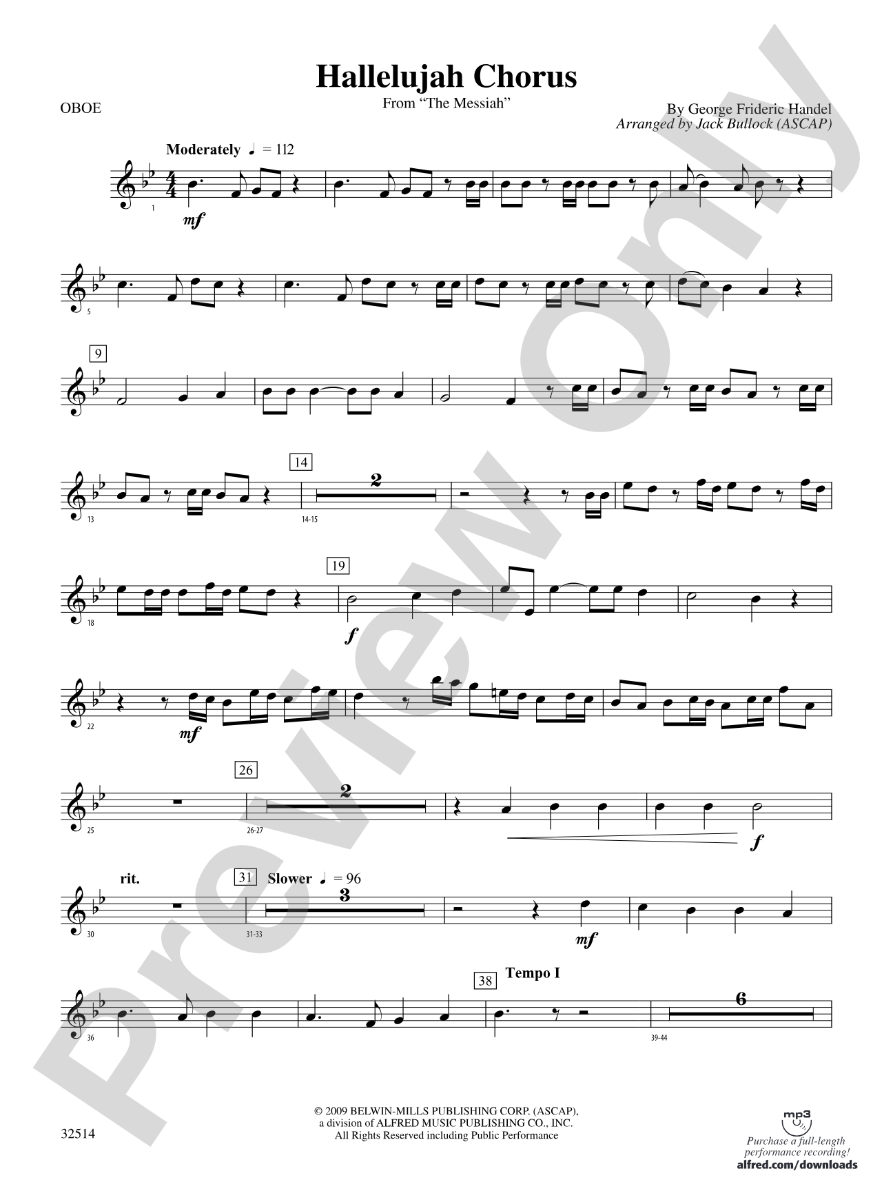 Hallelujah Chorus (From The Messiah): Oboe