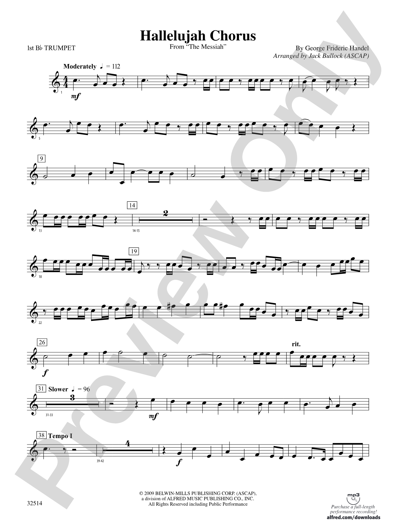 Hallelujah Chorus (From The Messiah): 1st B-flat Trumpet