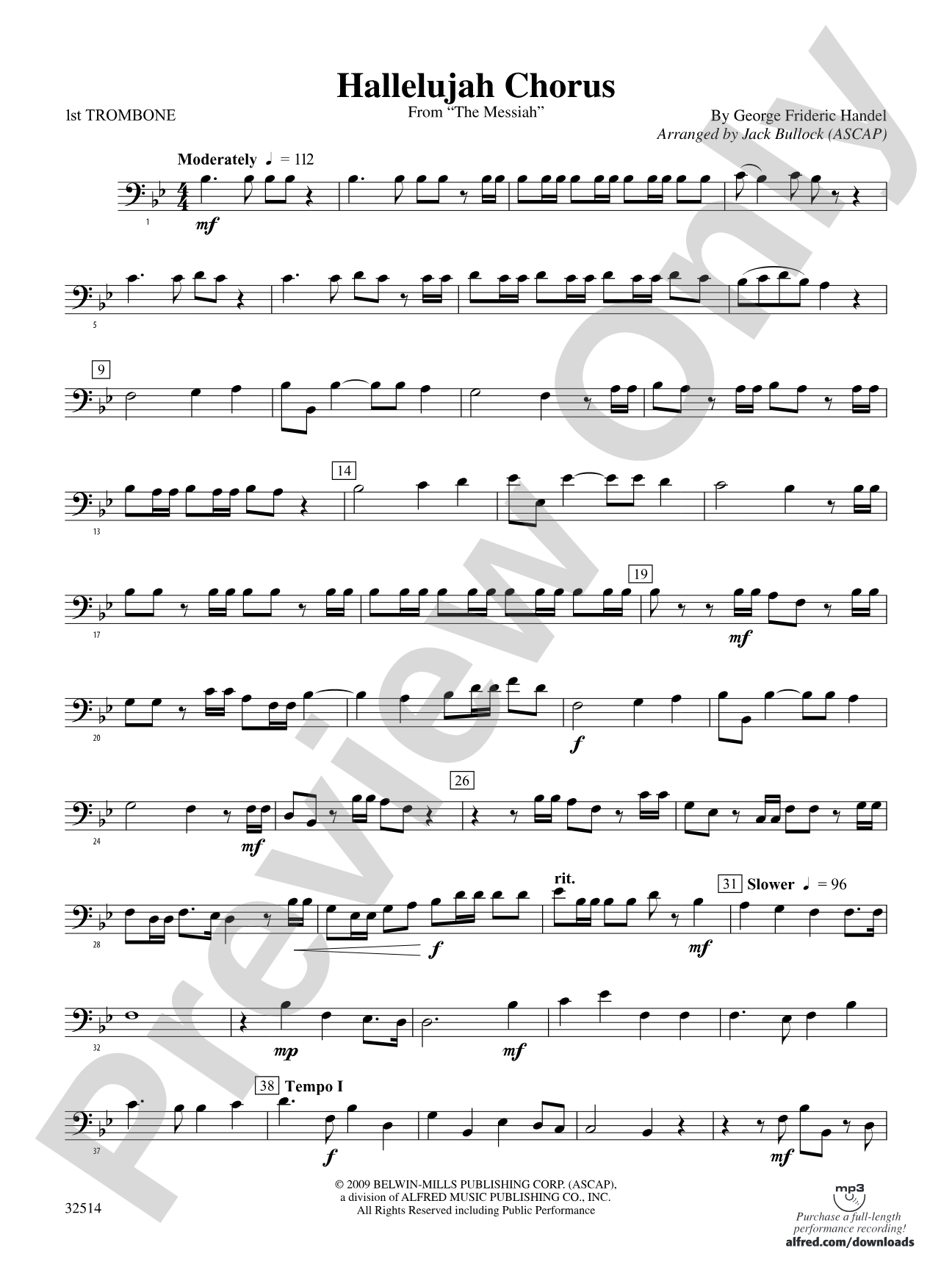 Hallelujah Chorus (From The Messiah): 1st Trombone