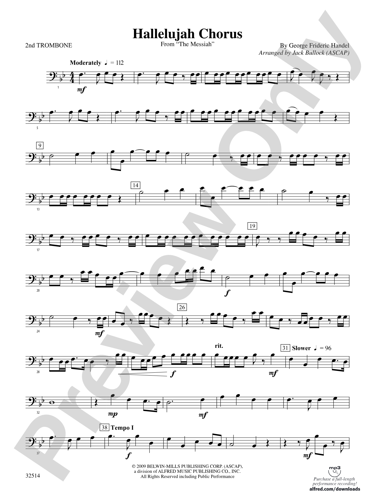 Hallelujah Chorus (From The Messiah): 2nd Trombone