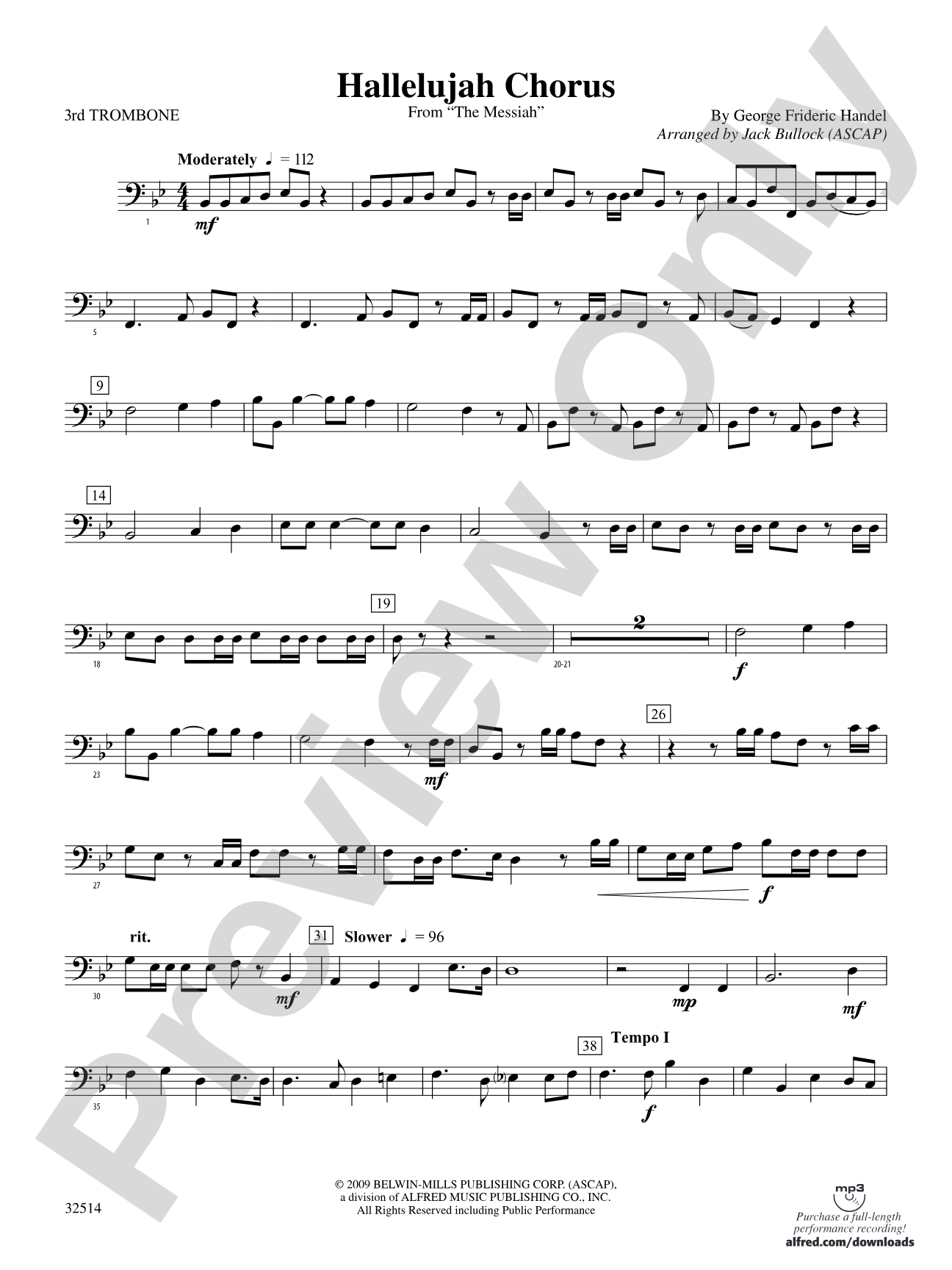 Hallelujah Chorus (From The Messiah): 3rd Trombone