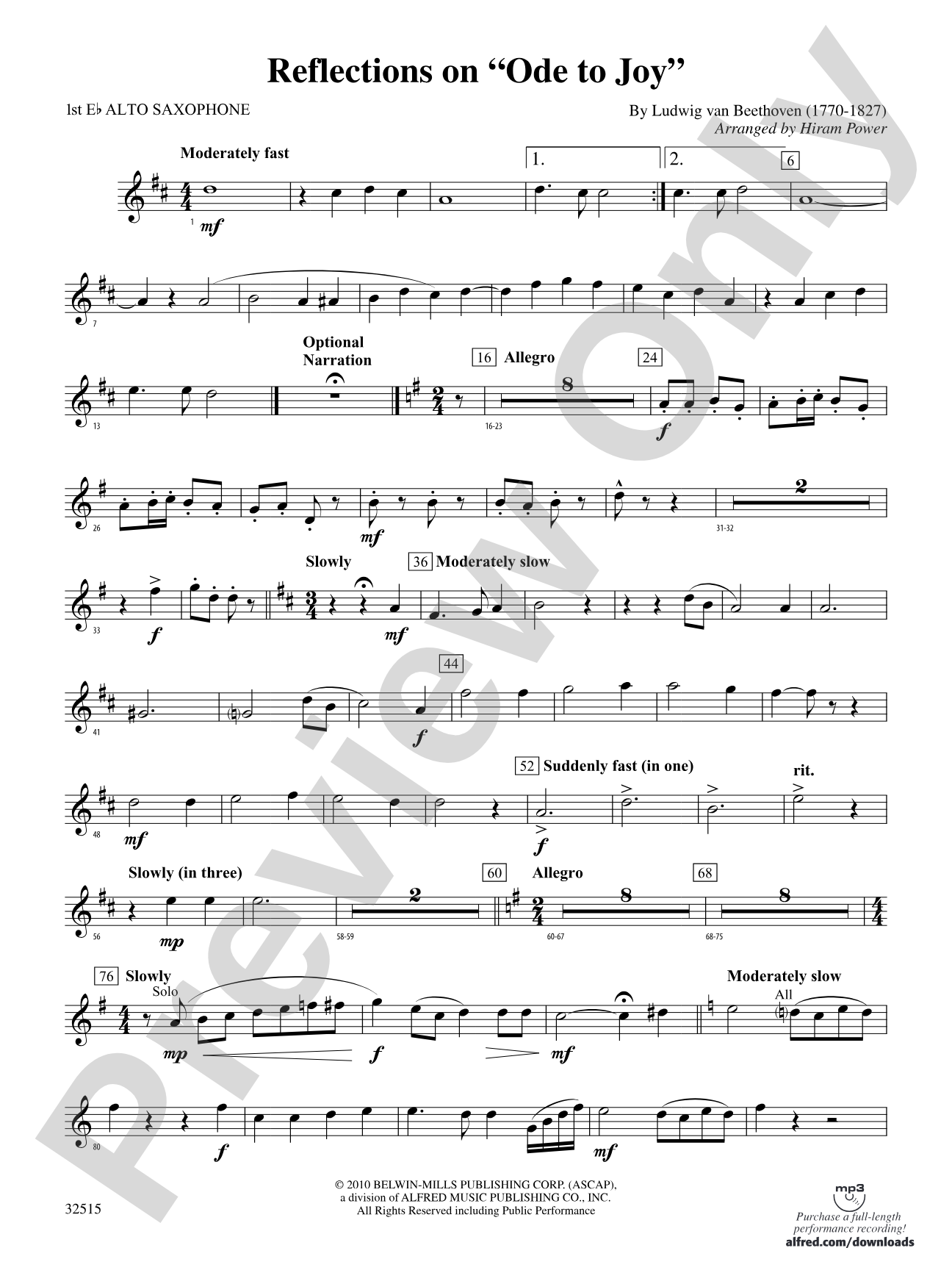 Reflections on "Ode to Joy": E-flat Alto Saxophone