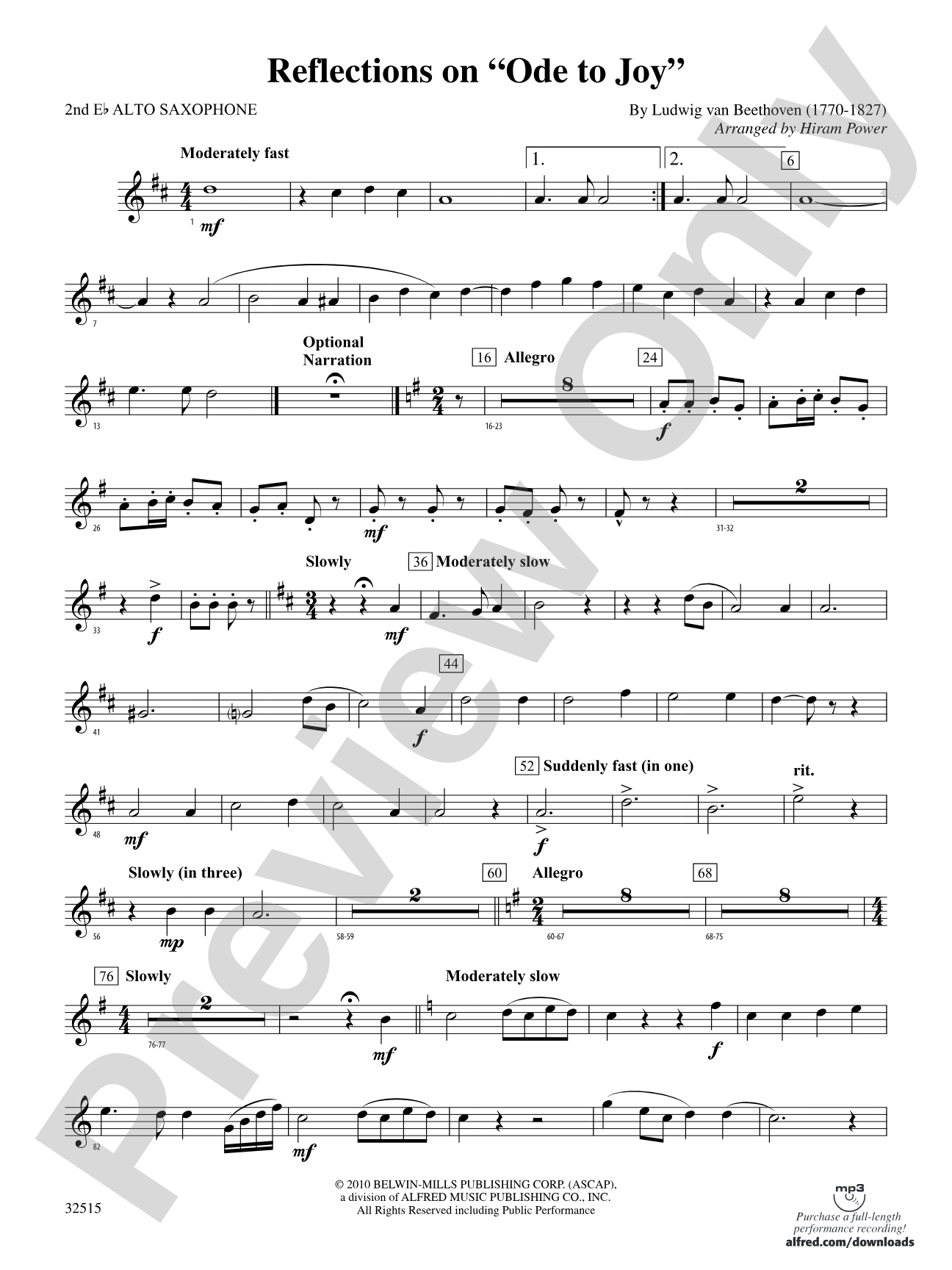 Reflections on "Ode to Joy": 2nd E-flat Alto Saxophone