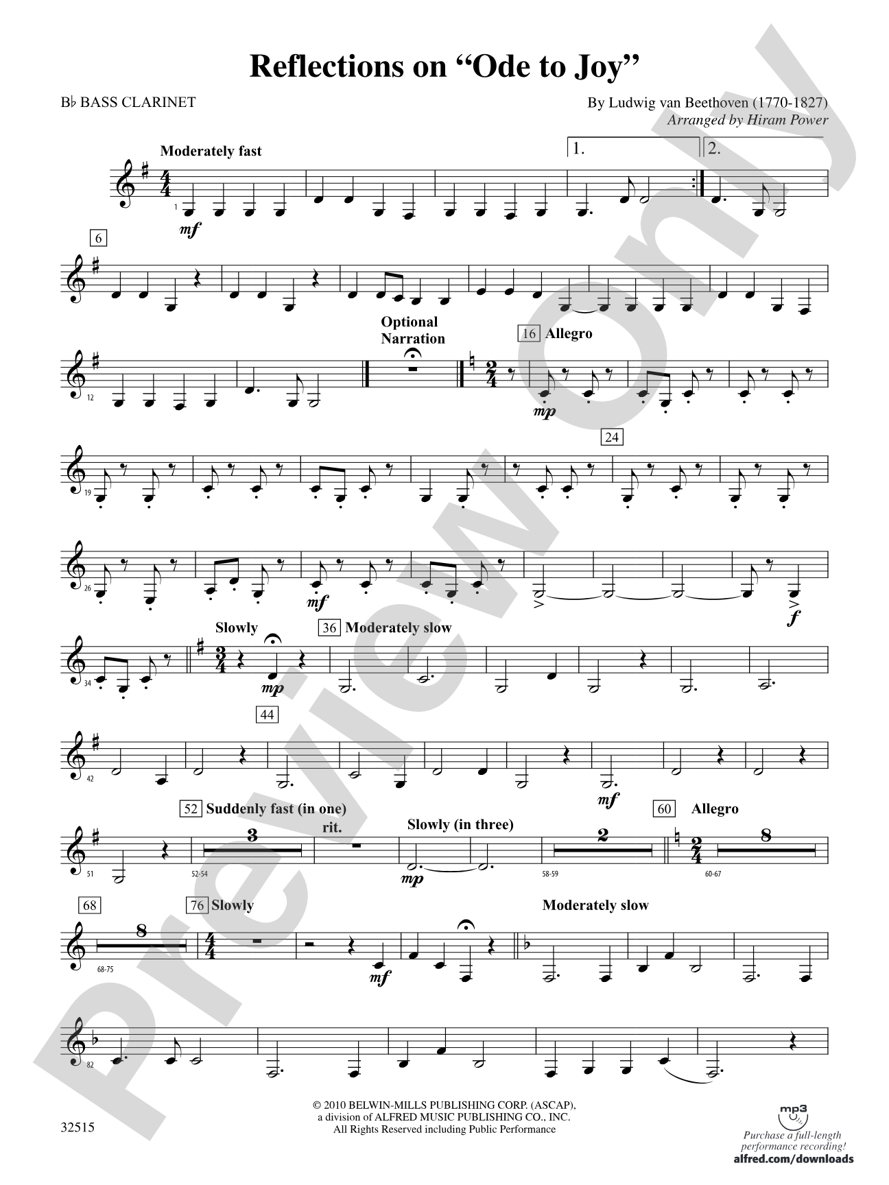 Reflections on "Ode to Joy": B-flat Bass Clarinet