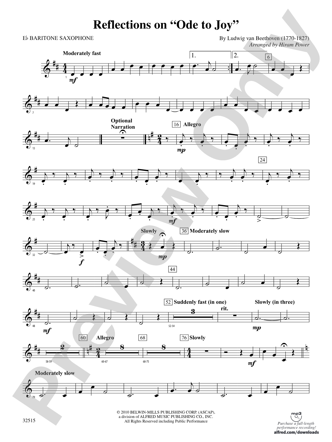 Reflections on "Ode to Joy": E-flat Baritone Saxophone