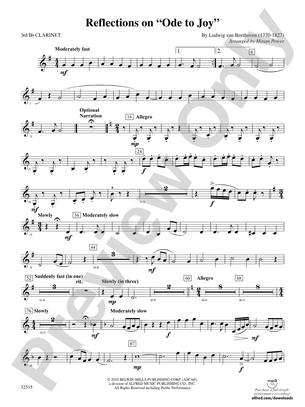 Reflections on "Ode to Joy": 3rd B-flat Clarinet