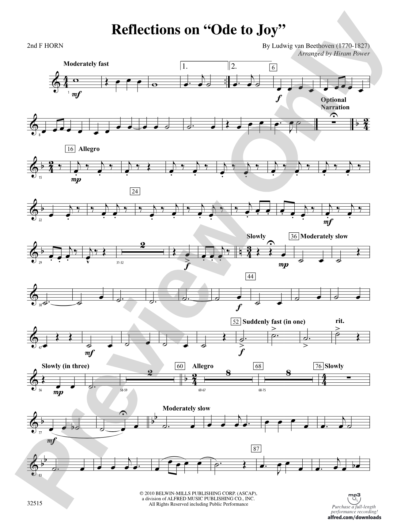 Reflections on "Ode to Joy": 2nd F Horn