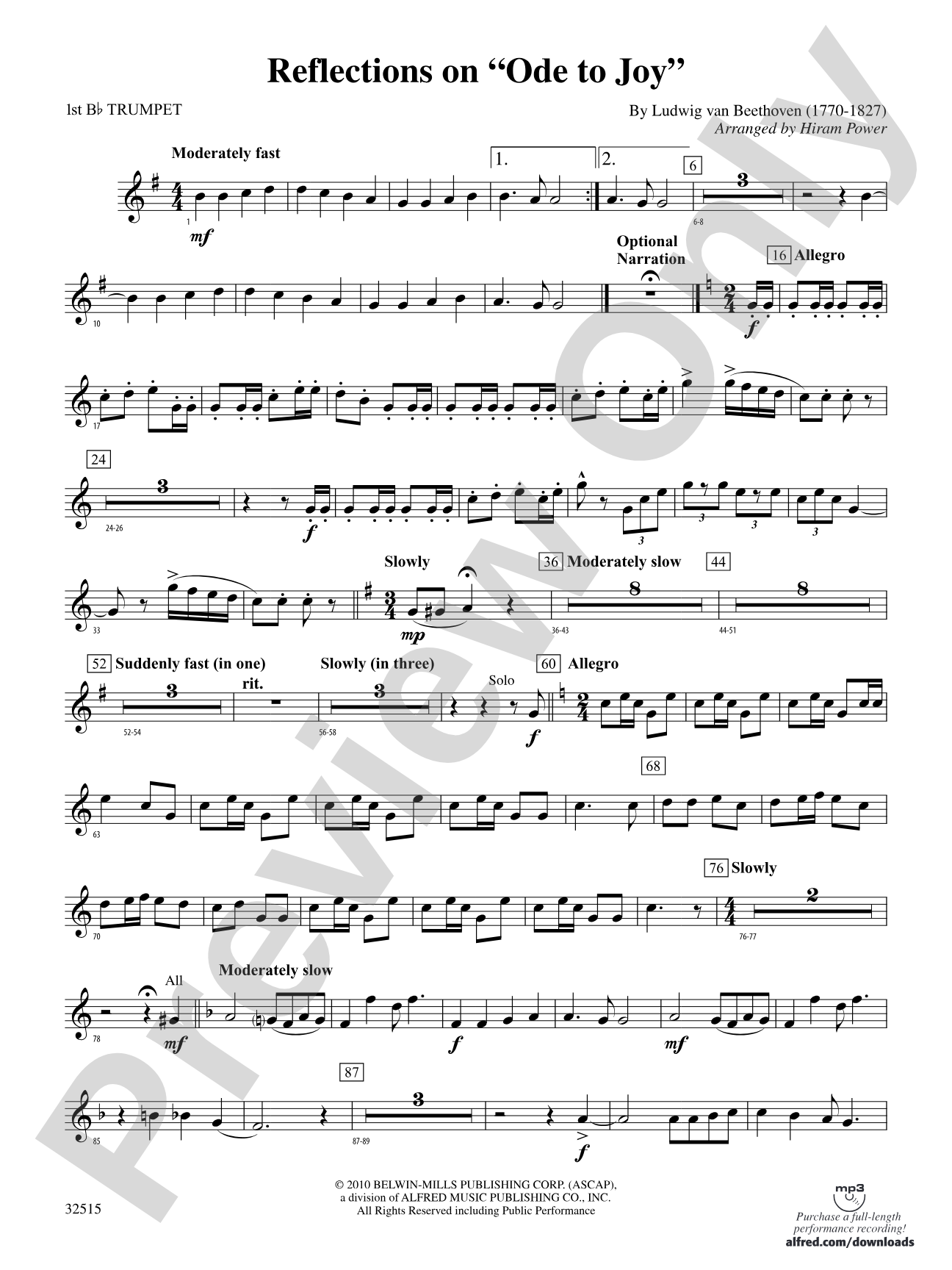 Reflections on "Ode to Joy": 1st B-flat Trumpet