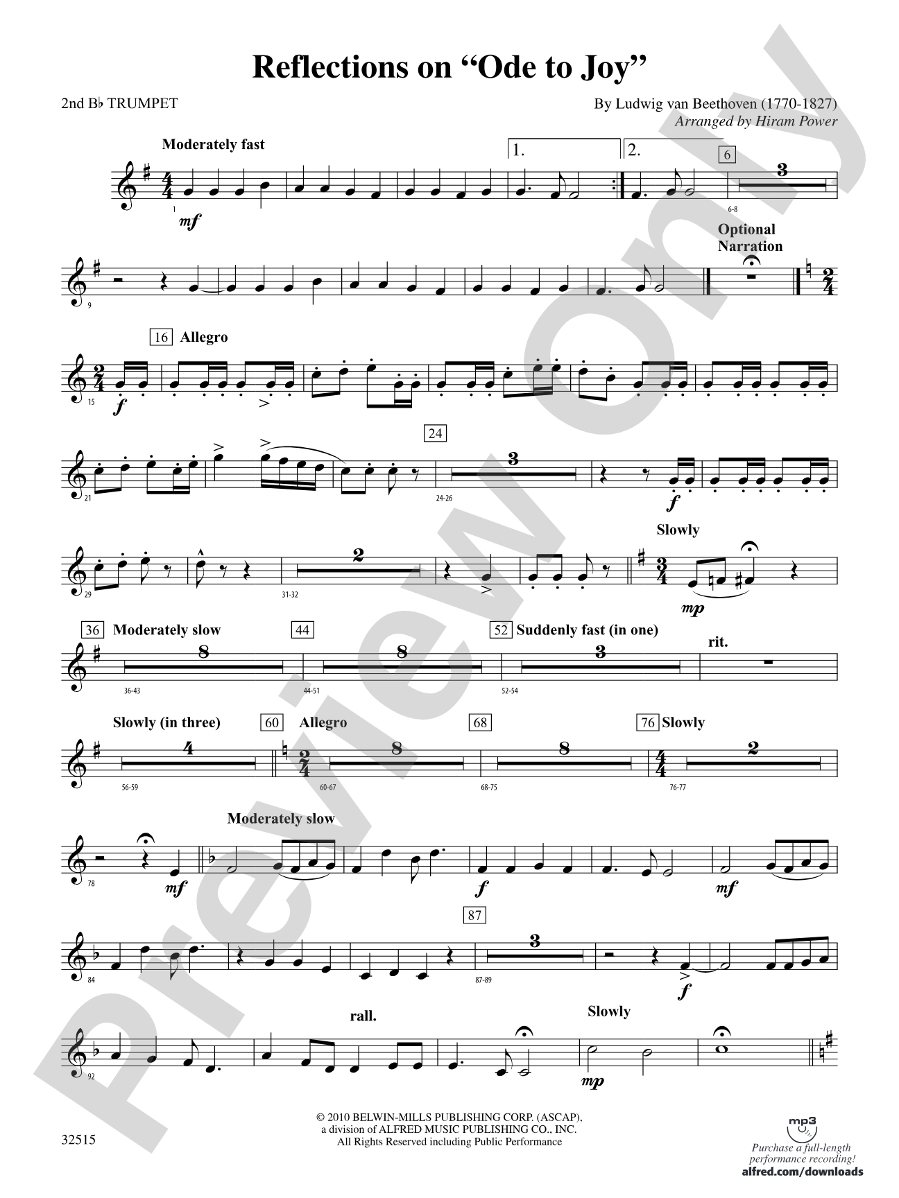 Reflections on "Ode to Joy": 2nd B-flat Trumpet