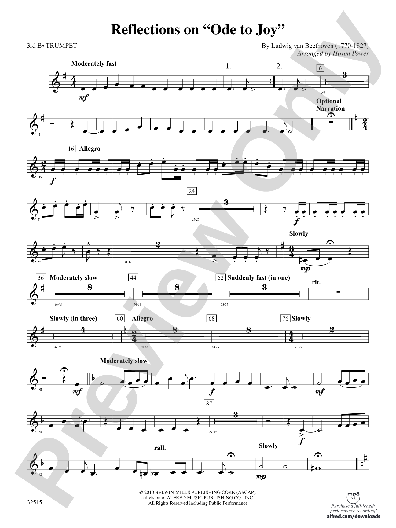 Reflections on "Ode to Joy": 3rd B-flat Trumpet
