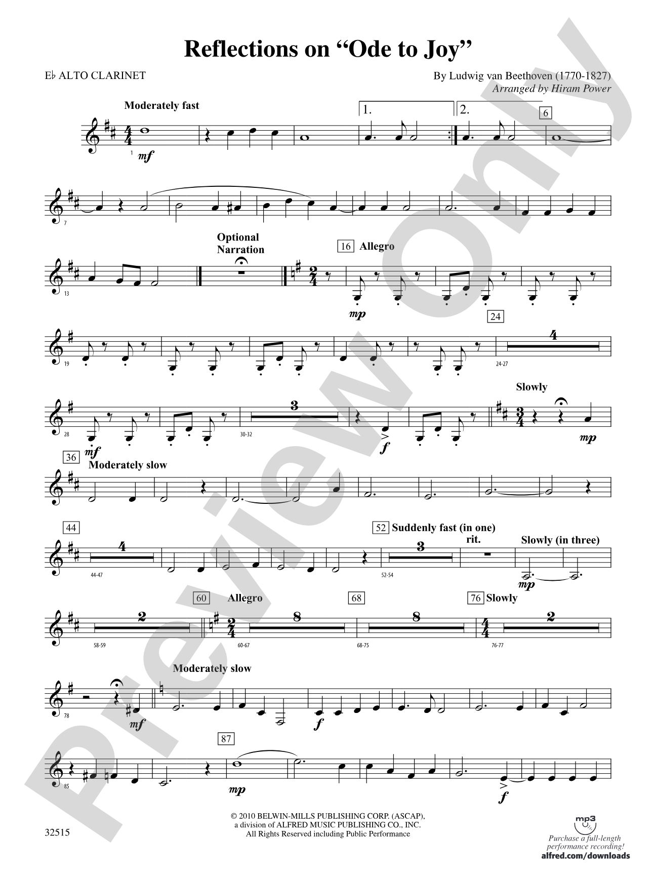 Reflections on "Ode to Joy": (wp) E-flat Alto Clarinet