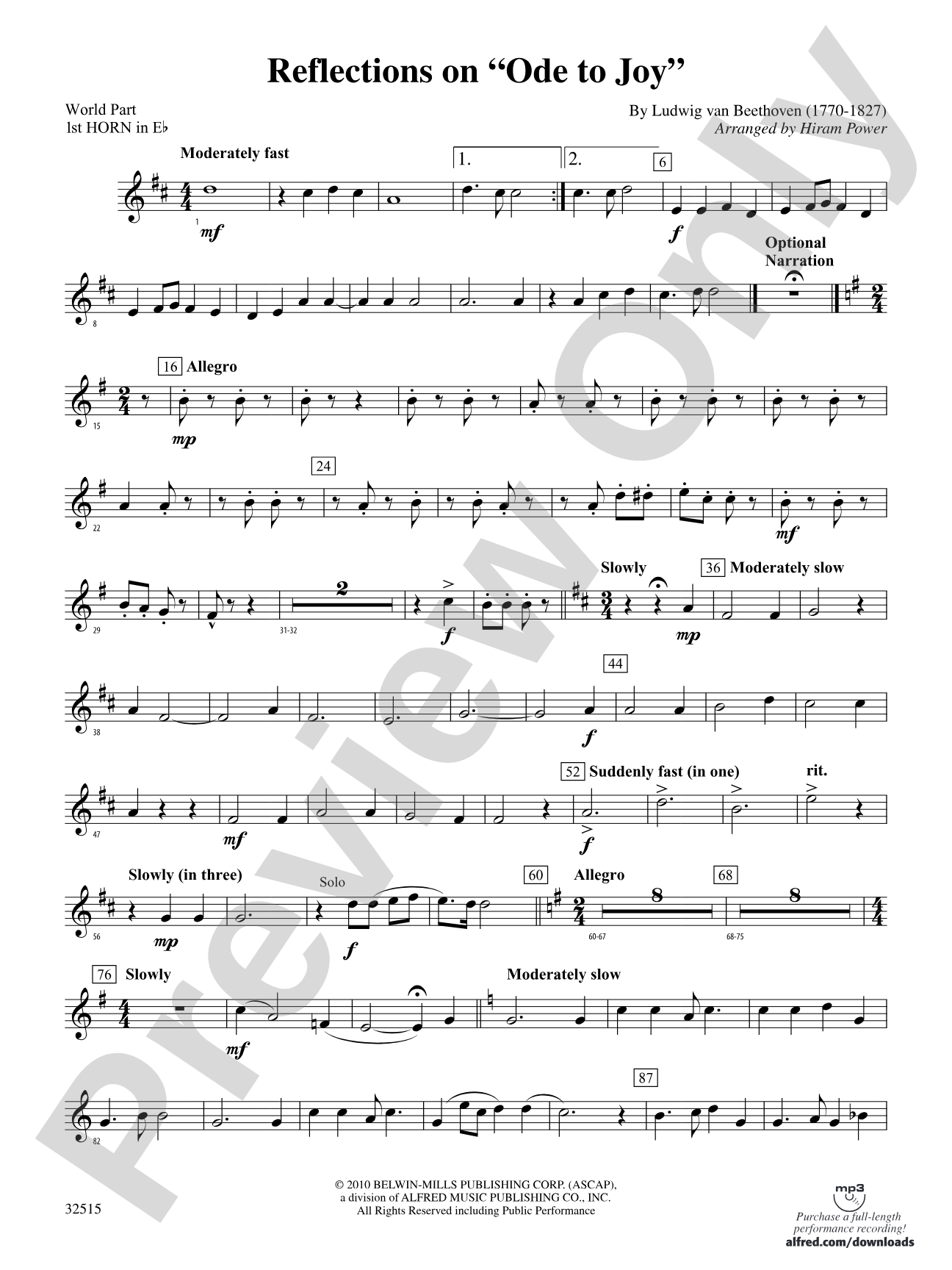 Reflections on "Ode to Joy": (wp) 1st Horn in E-flat