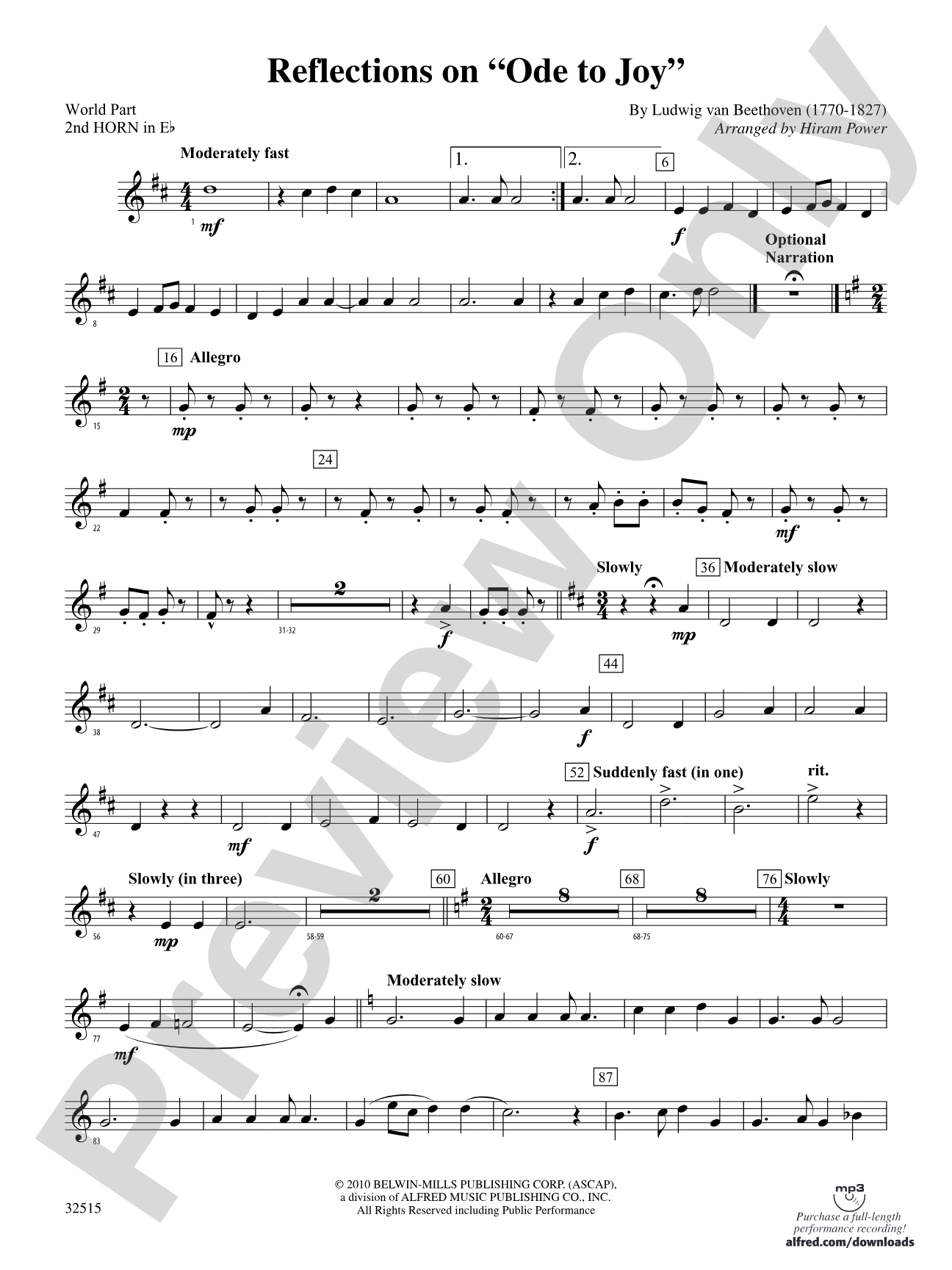 Reflections on "Ode to Joy": (wp) 2nd Horn in E-flat